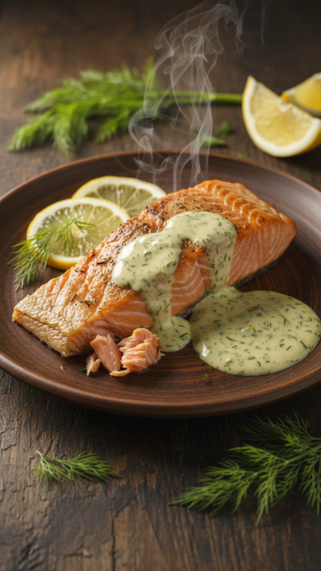Gebackener Lachs mit frischer Dill-Sauce Preparation