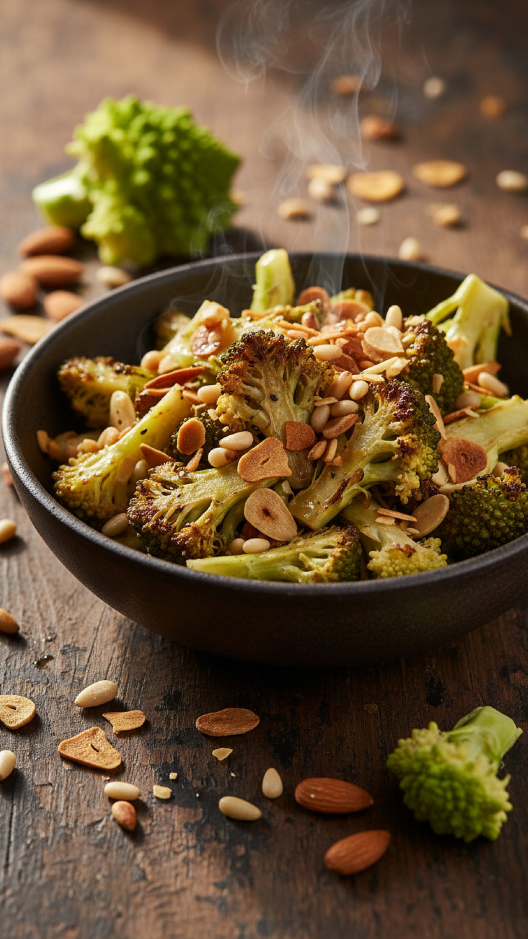 Gebratener Brokkoli mit Knoblauch und Mandeln Preparation