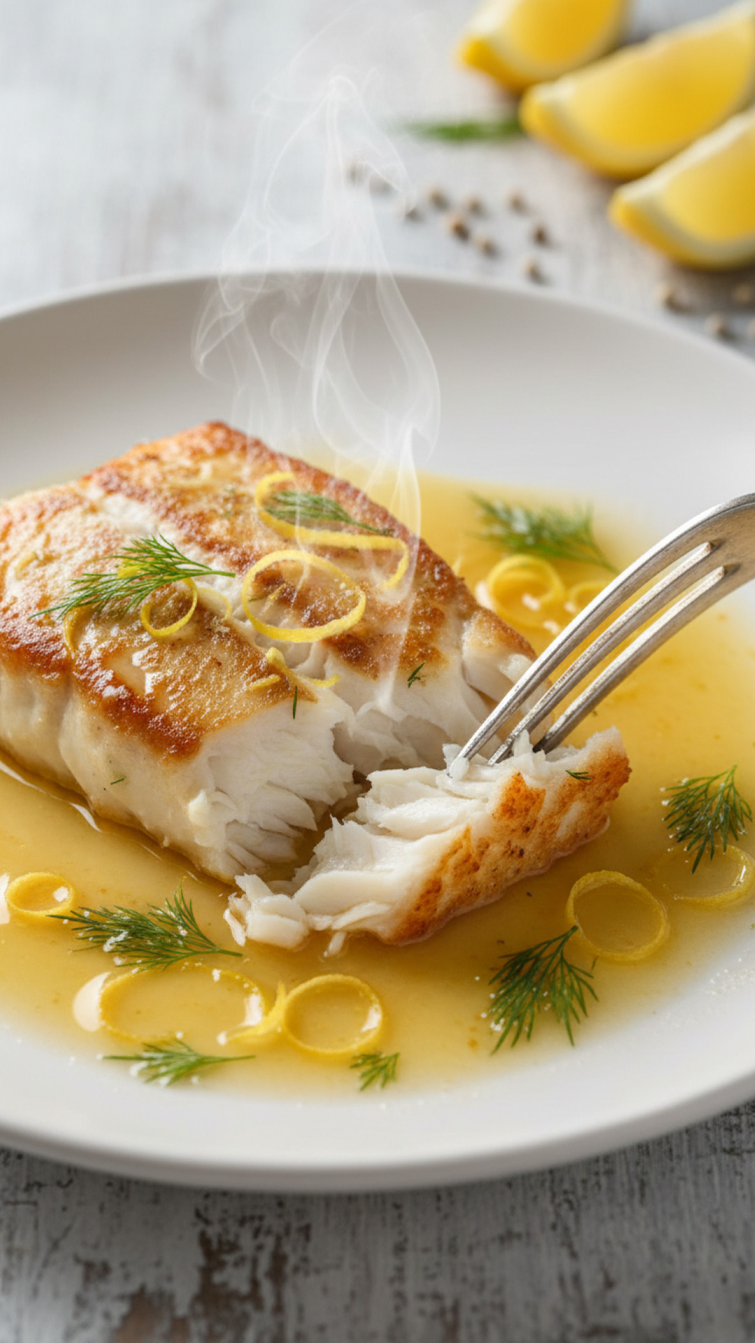 Gebratener Heilbutt mit Zitronen-Butter-Sauce Preparation