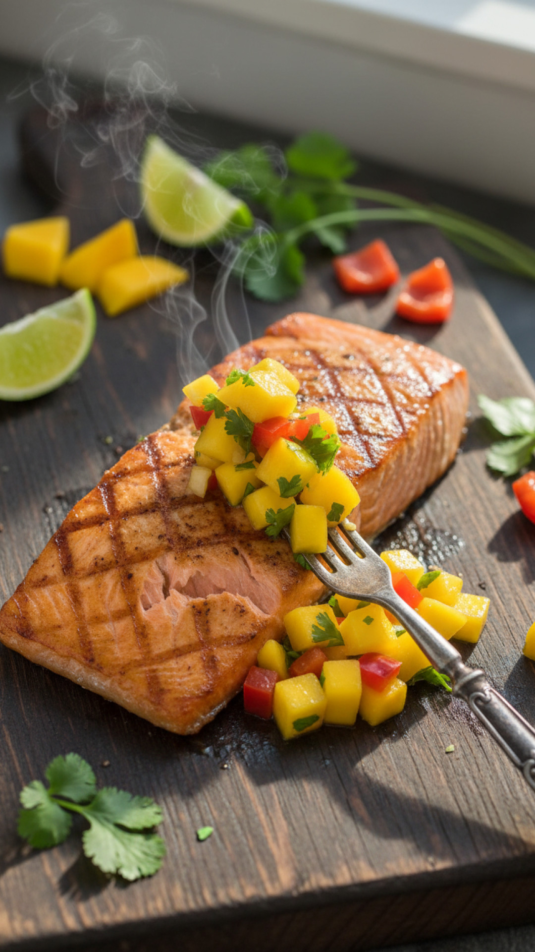 Gebratener Lachs mit frischer Mango Salsa Preparation