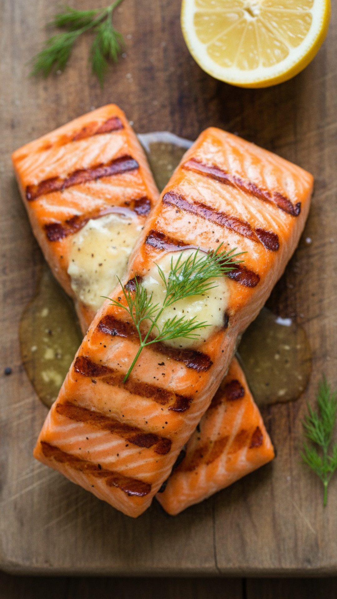 Gegrillte Seelachsfilets mit Zitronenbutter und Dill Preparation