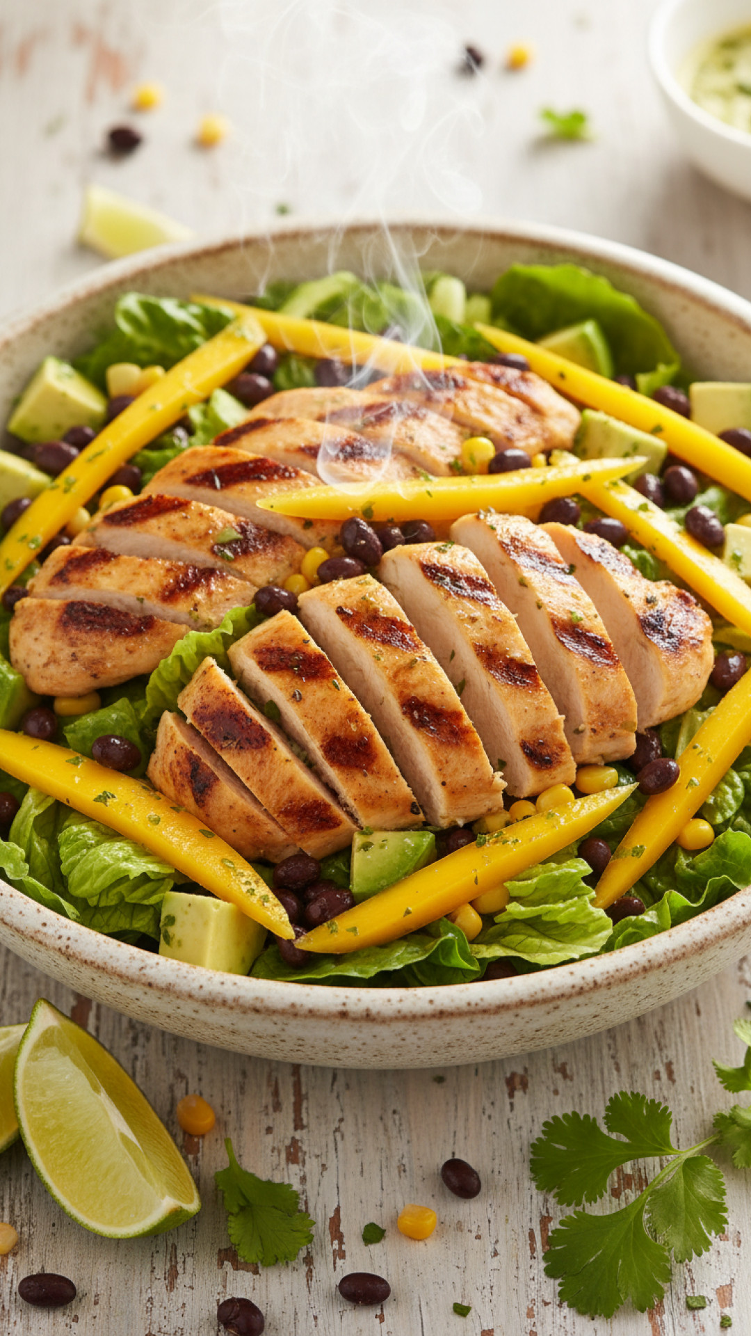 Gegrillter Hähnchen Salat mit Avocado und Limette Dressing Preparation