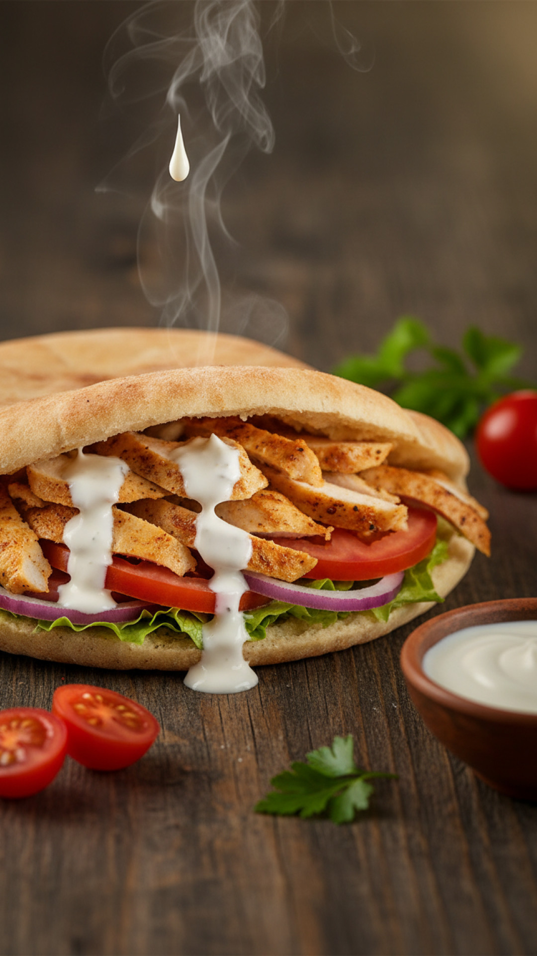 Halal Gemüsedöner mit Hähnchen und Joghurtsauce Preparation