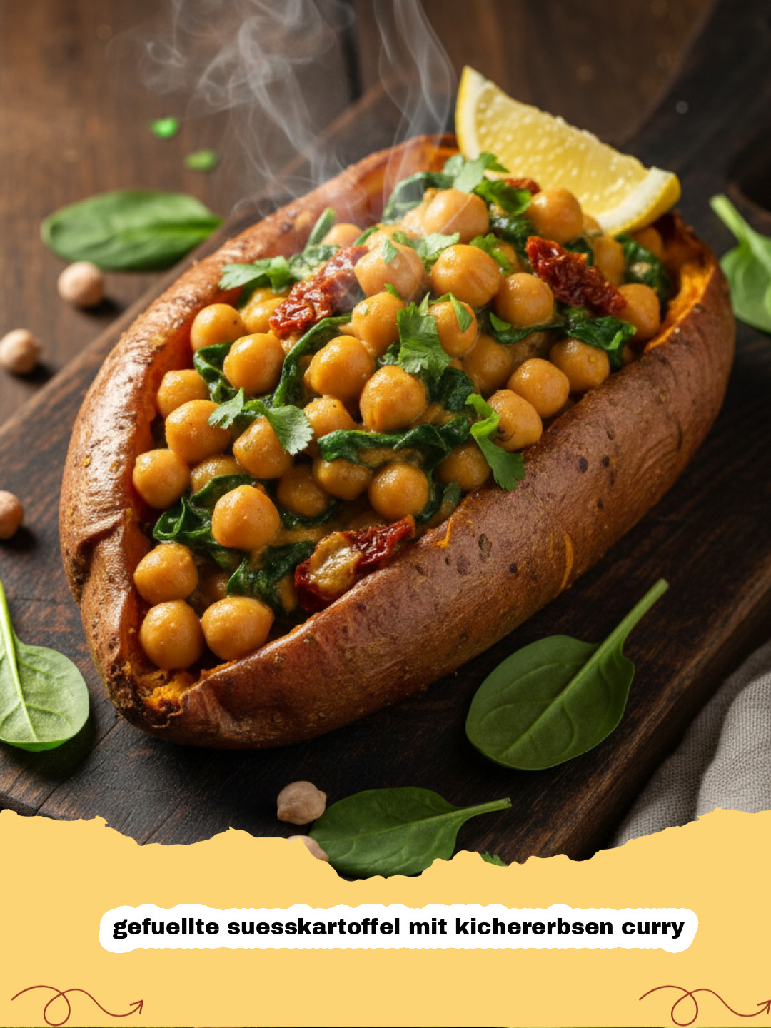 Gefüllte Süßkartoffel mit Kichererbsen Curry: Das gesunde Soulfood-Rezept