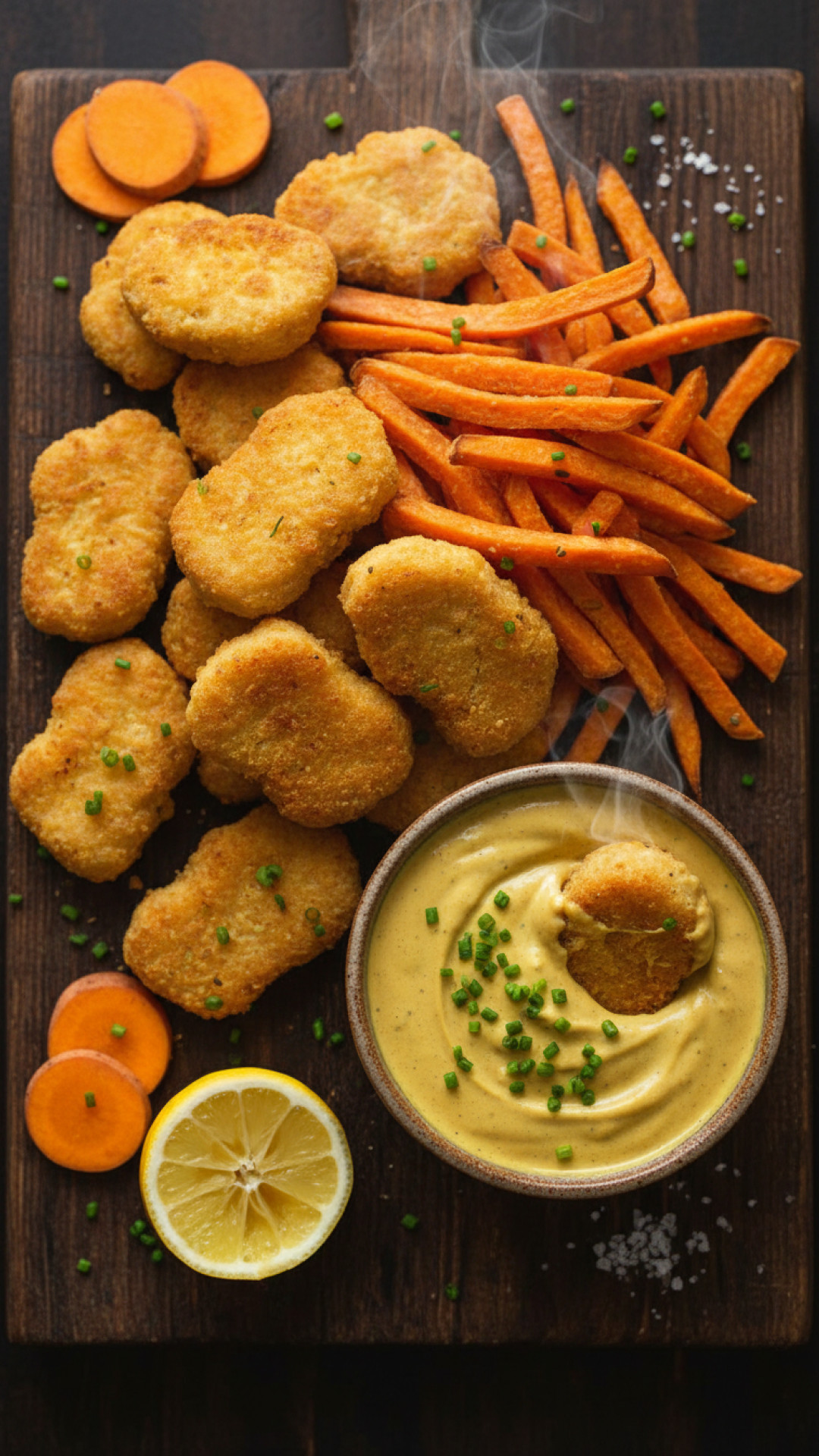 Hausgemachte Hähnchen Nuggets mit Süßkartoffel Pommes Preparation