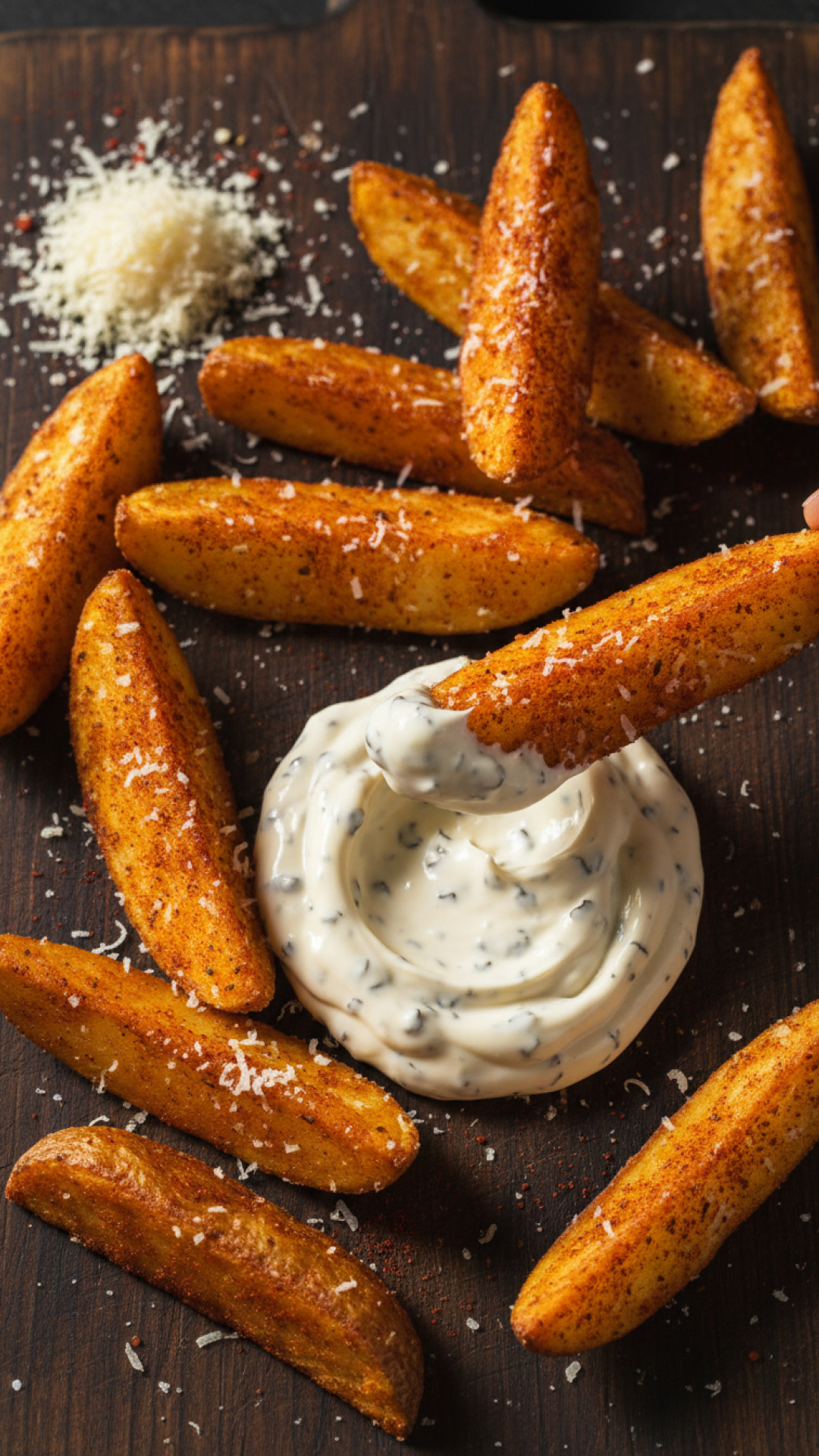 Hausgemachte Kartoffel Pommes mit Trüffel Mayonnaise Preparation