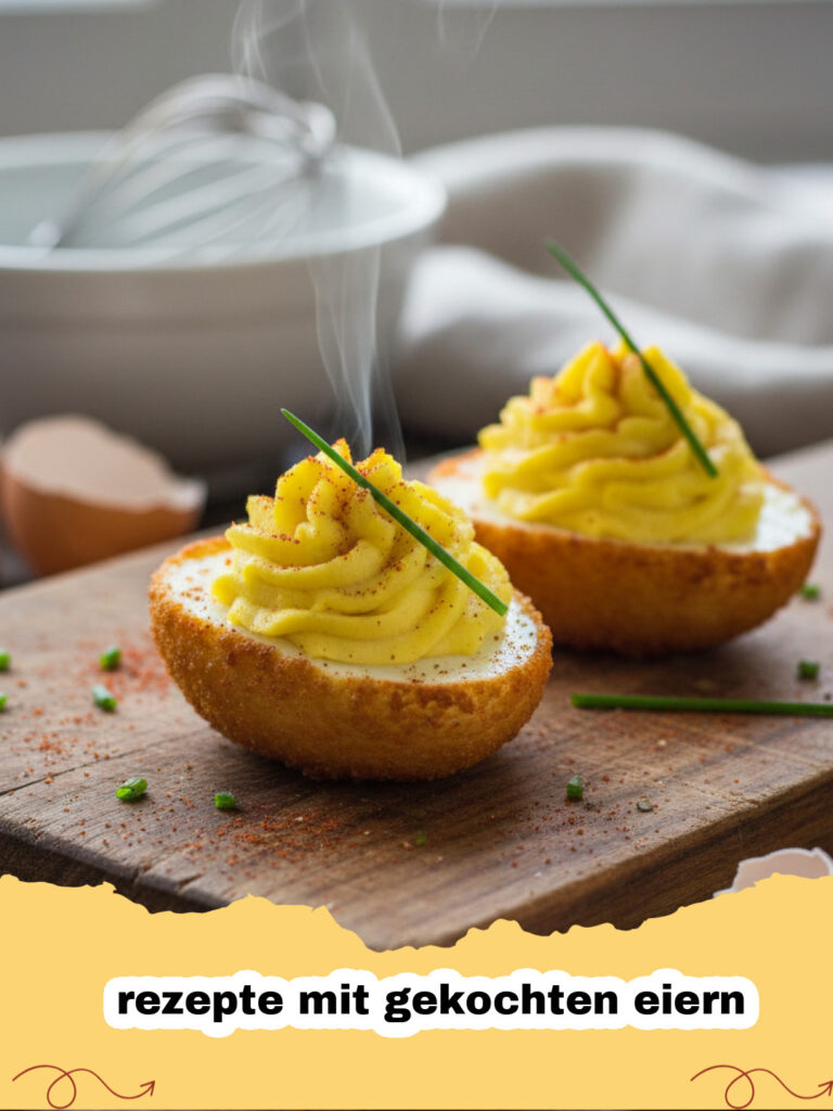 rezepte mit gekochten eiern - Cremiger Eiersalat in einer Schüssel mit Schnittlauch garniert