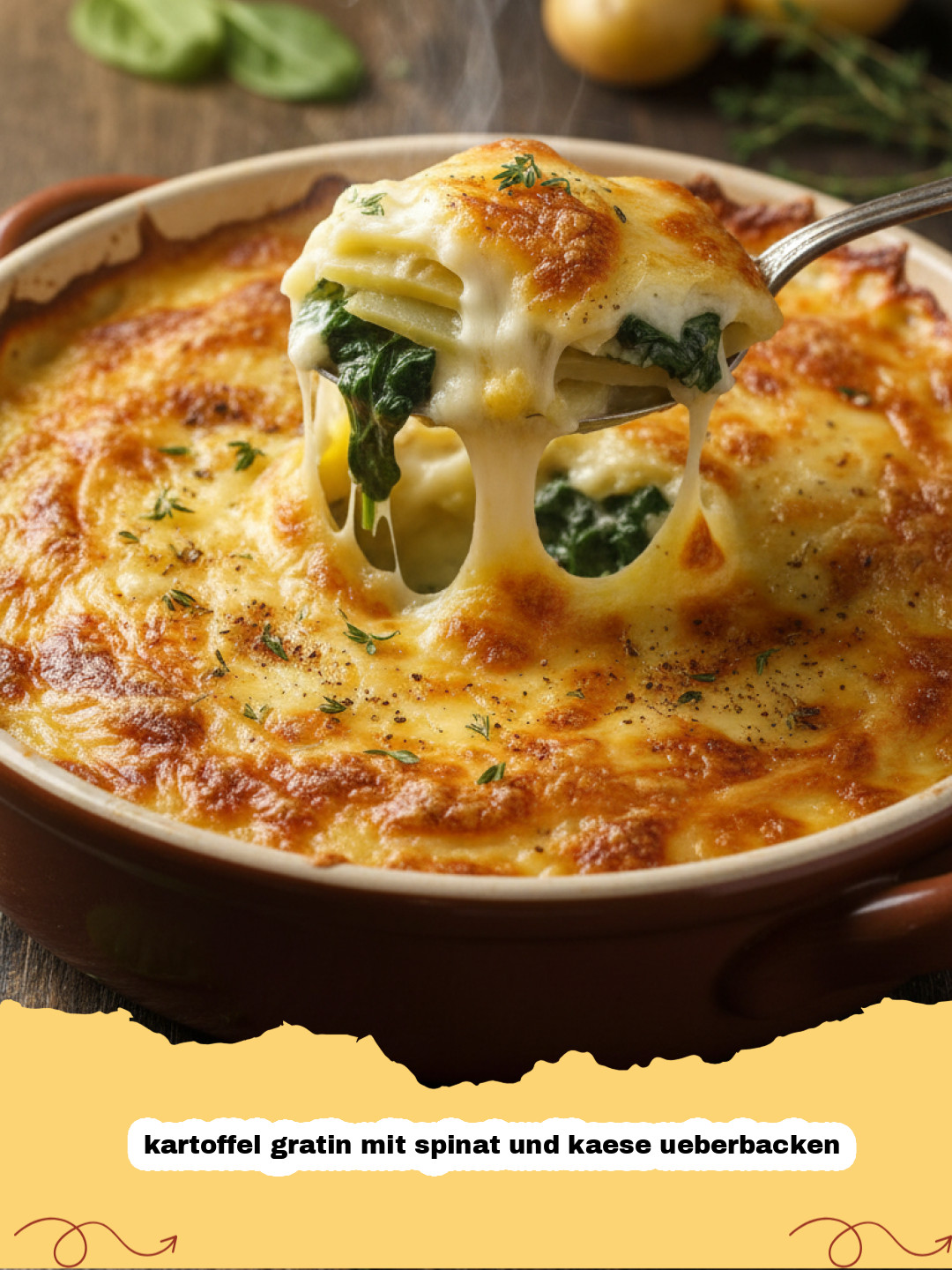 Herzhaftes Kartoffel Gratin mit Spinat und Käse überbacken – Das ultimative Rezept
