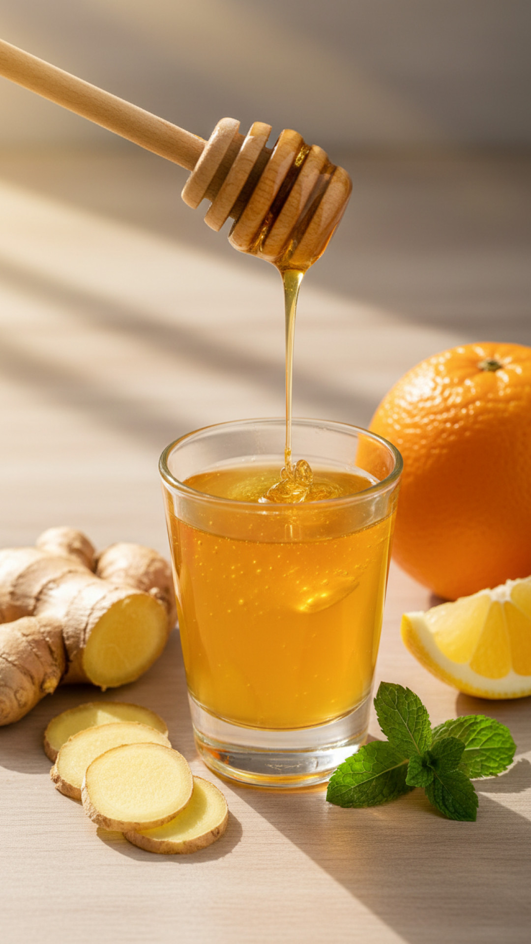Immun Booster: Frischer Ingwer-Zitronen-Shot mit Honig Preparation