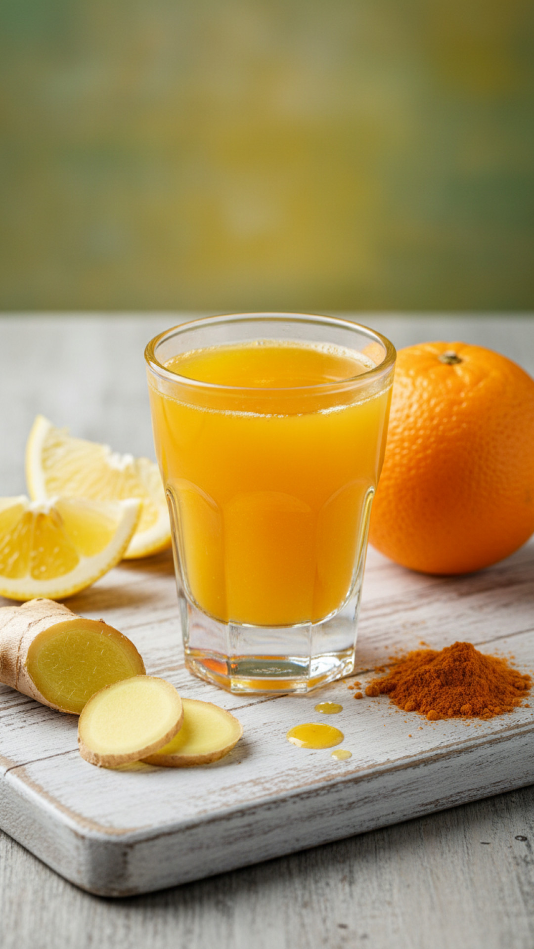 Immun Booster Ingwer Zitronen Kurkuma Shot Preparation