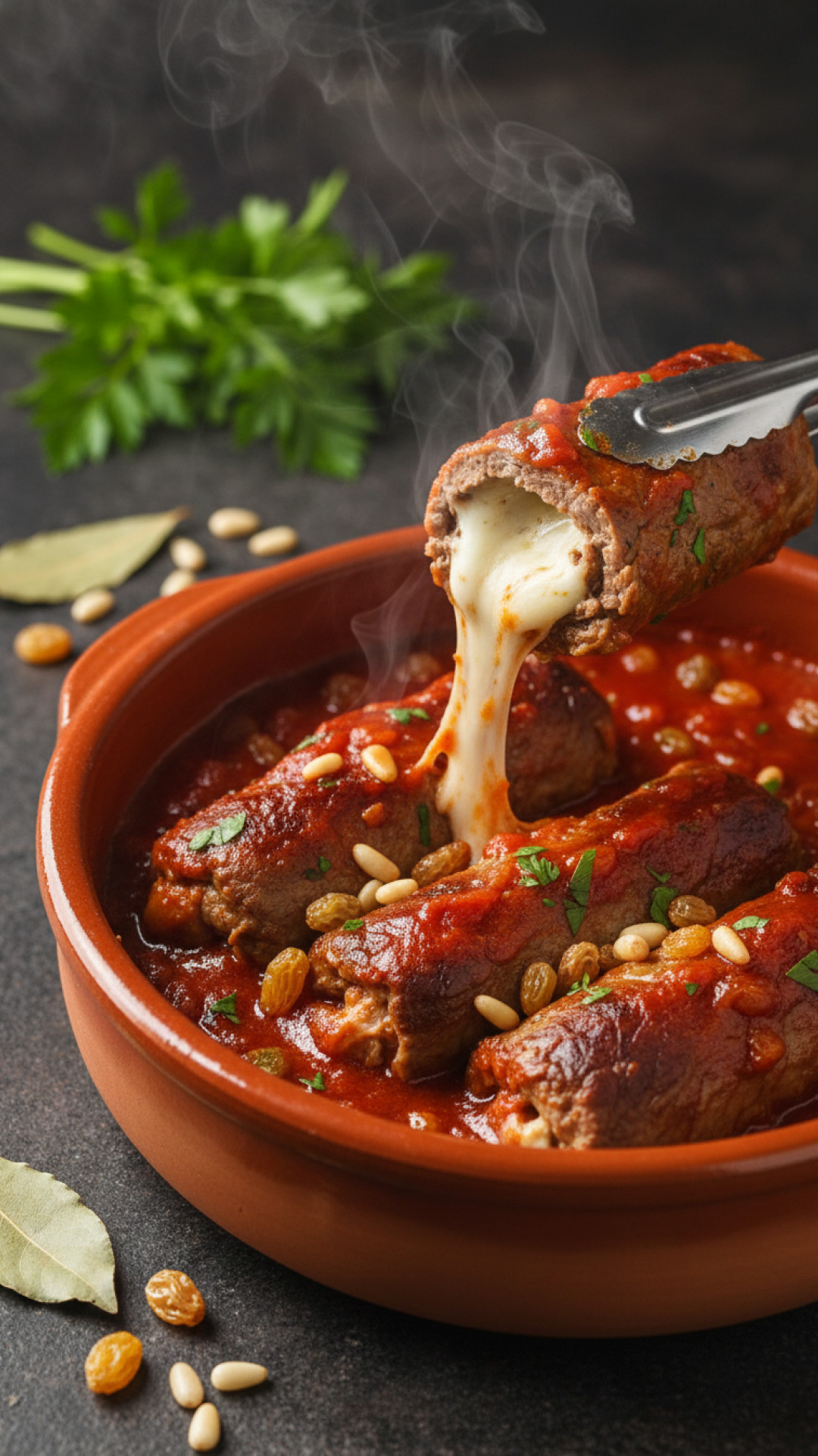 Italienische Involtini di Manzo: Sizilianische Rinderrouladen Preparation