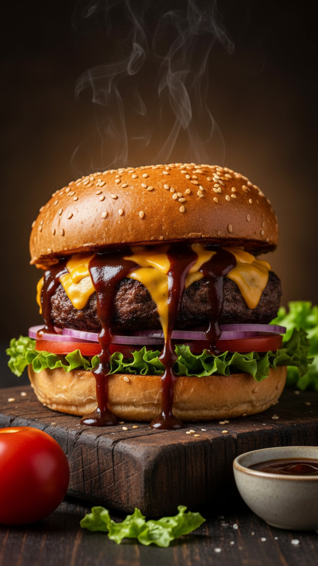 Juicy Rinder Burger mit selbstgemachter BBQ Sauce Preparation