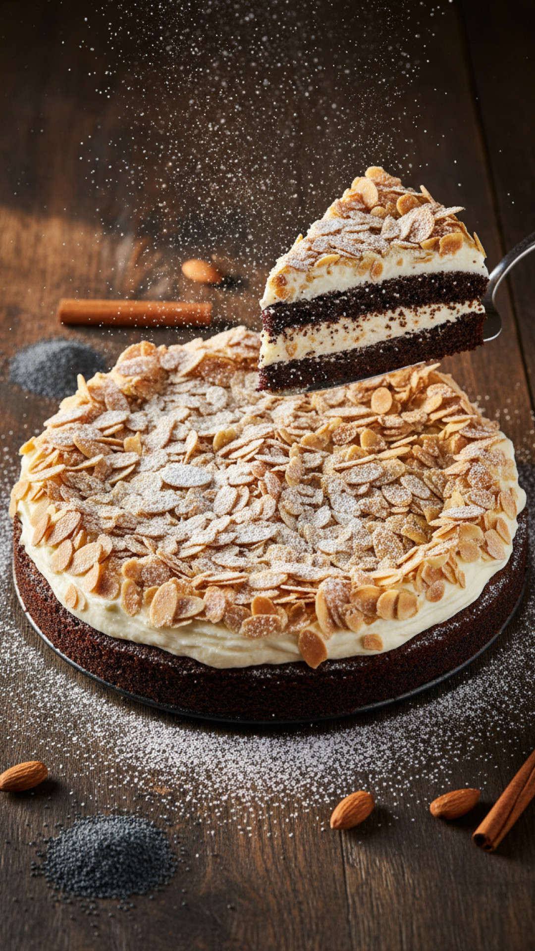 Klassische Mohn Mandel Torte Preparation