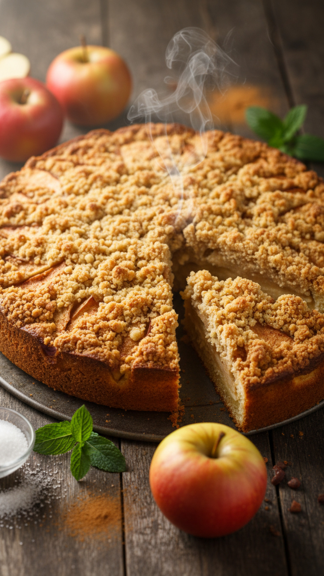 Klassischer deutscher Apfelkuchen mit Streuseln Preparation
