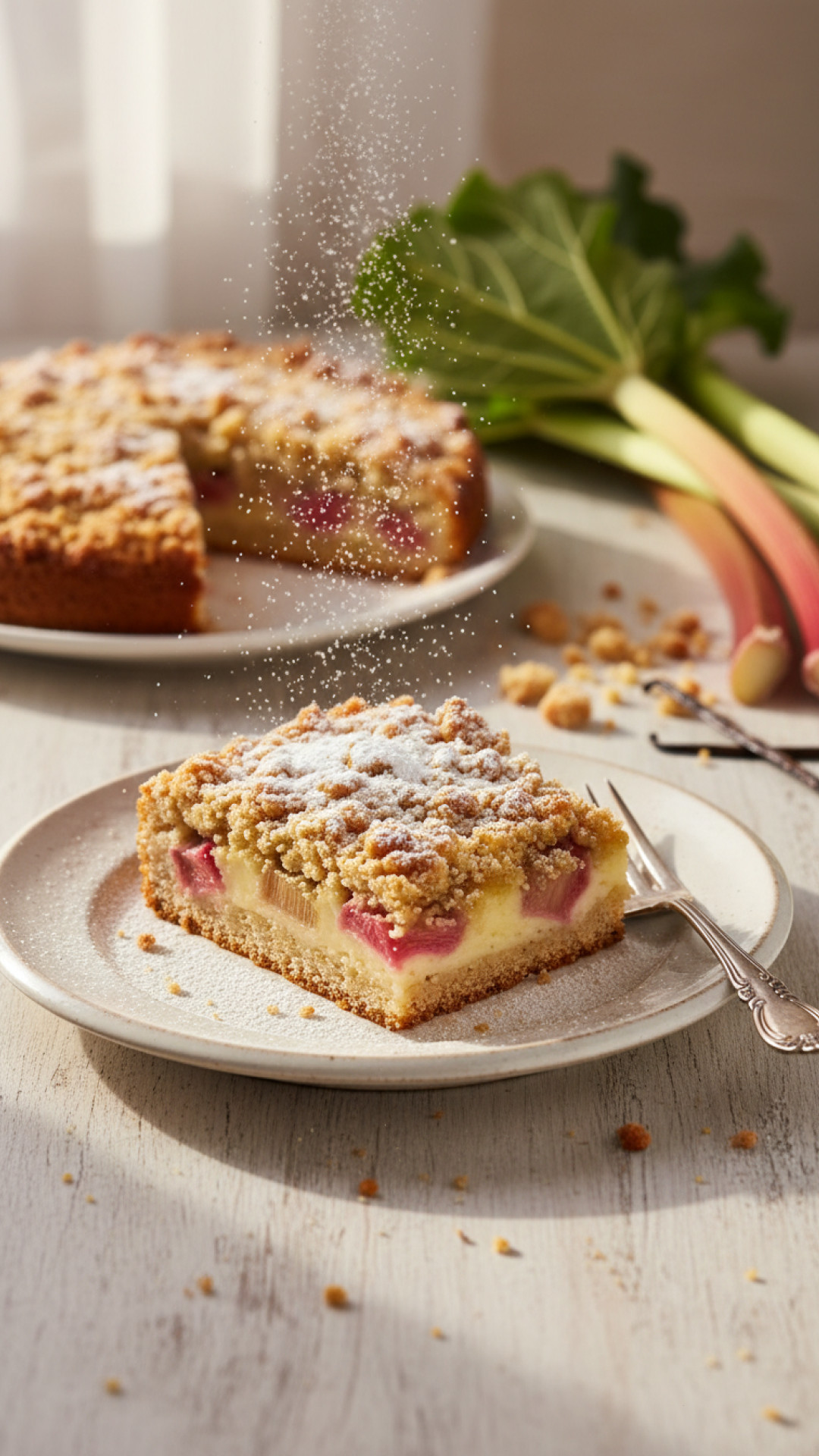 Klassischer Rhabarber Streuselkuchen mit Vanille Preparation