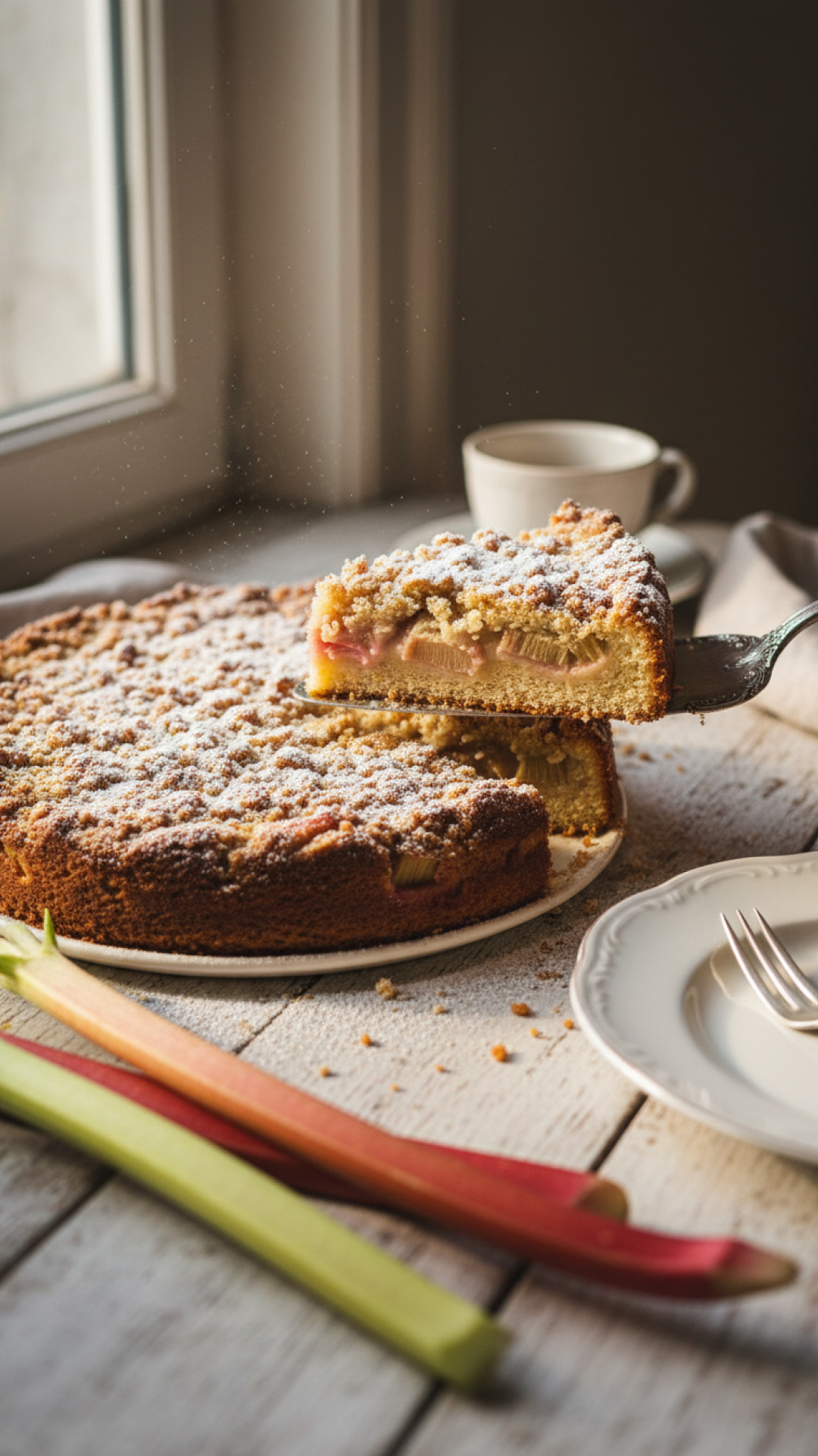 Klassischer Rhabarber Streuselkuchen Preparation