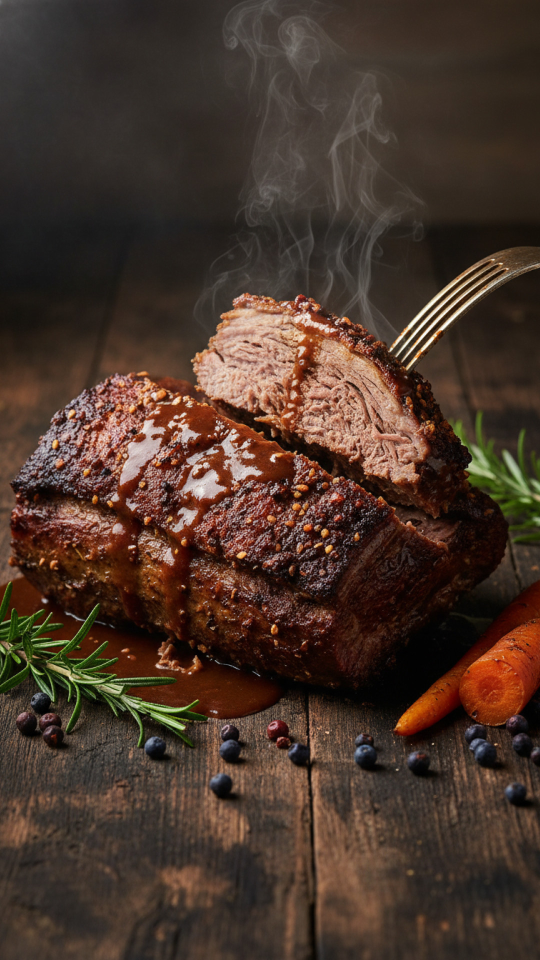 Klassischer Wildschweinbraten in kräftiger Rotweinsauce Preparation