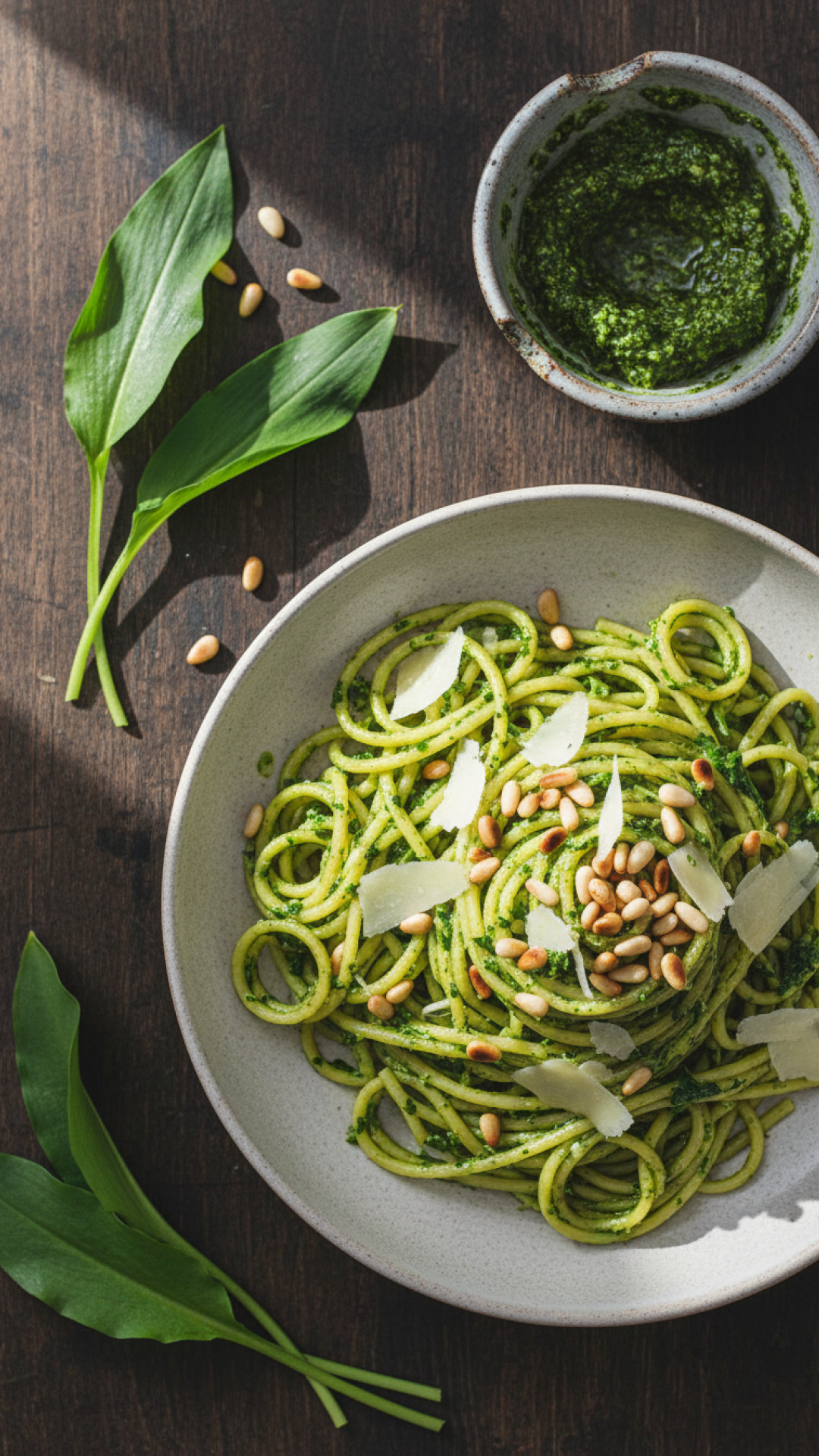 Klassisches Bärlauch-Pesto für vielseitige bärlauch rezepte Preparation
