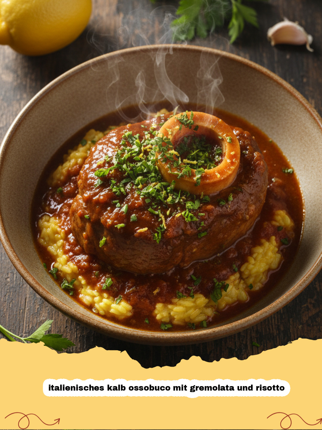 Italienisches Kalb Ossobuco mit Gremolata und Risotto: Das ultimative Mailänder Rezept