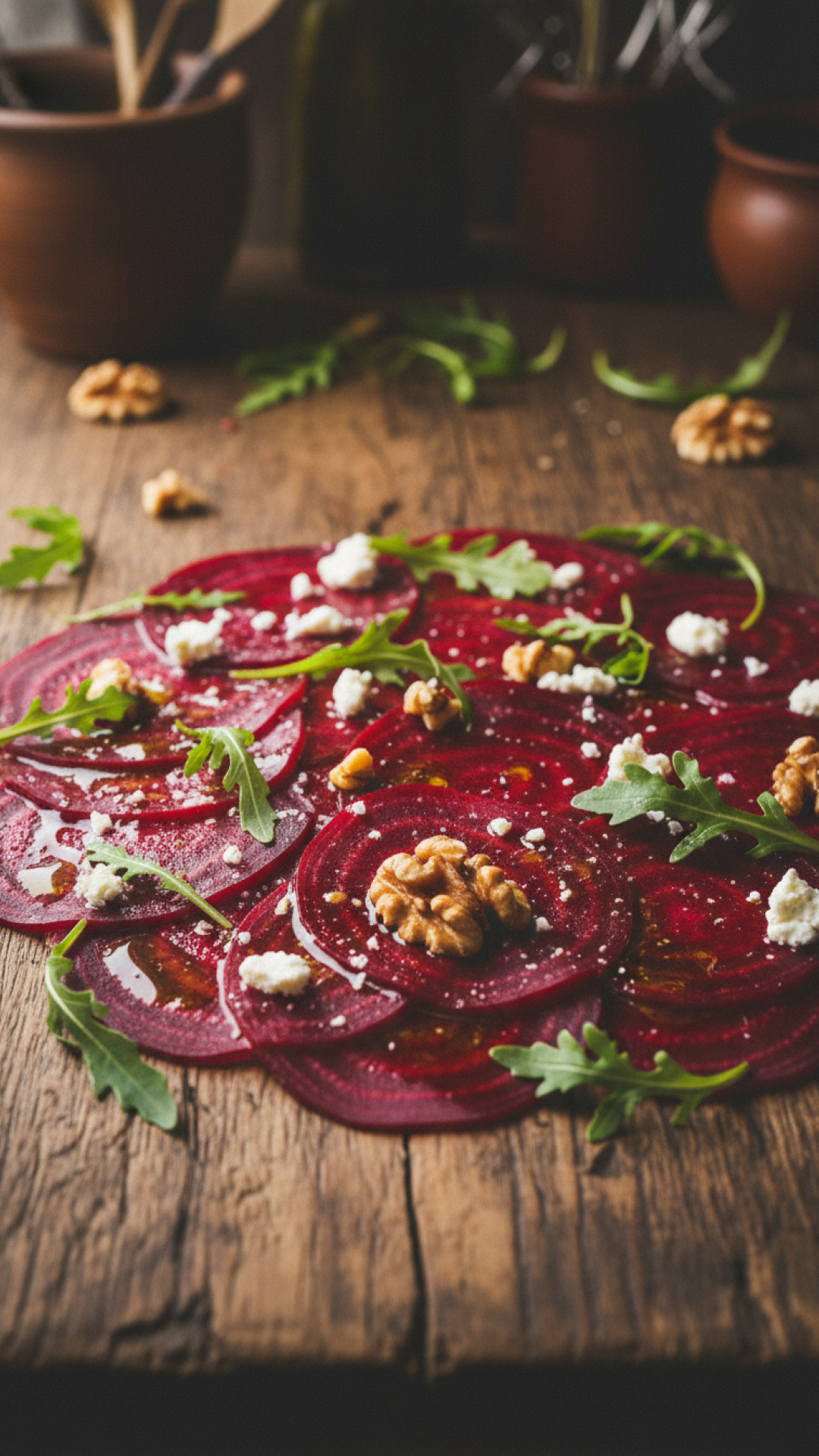 Klassisches Rote Bete Carpaccio mit Walnüssen Preparation