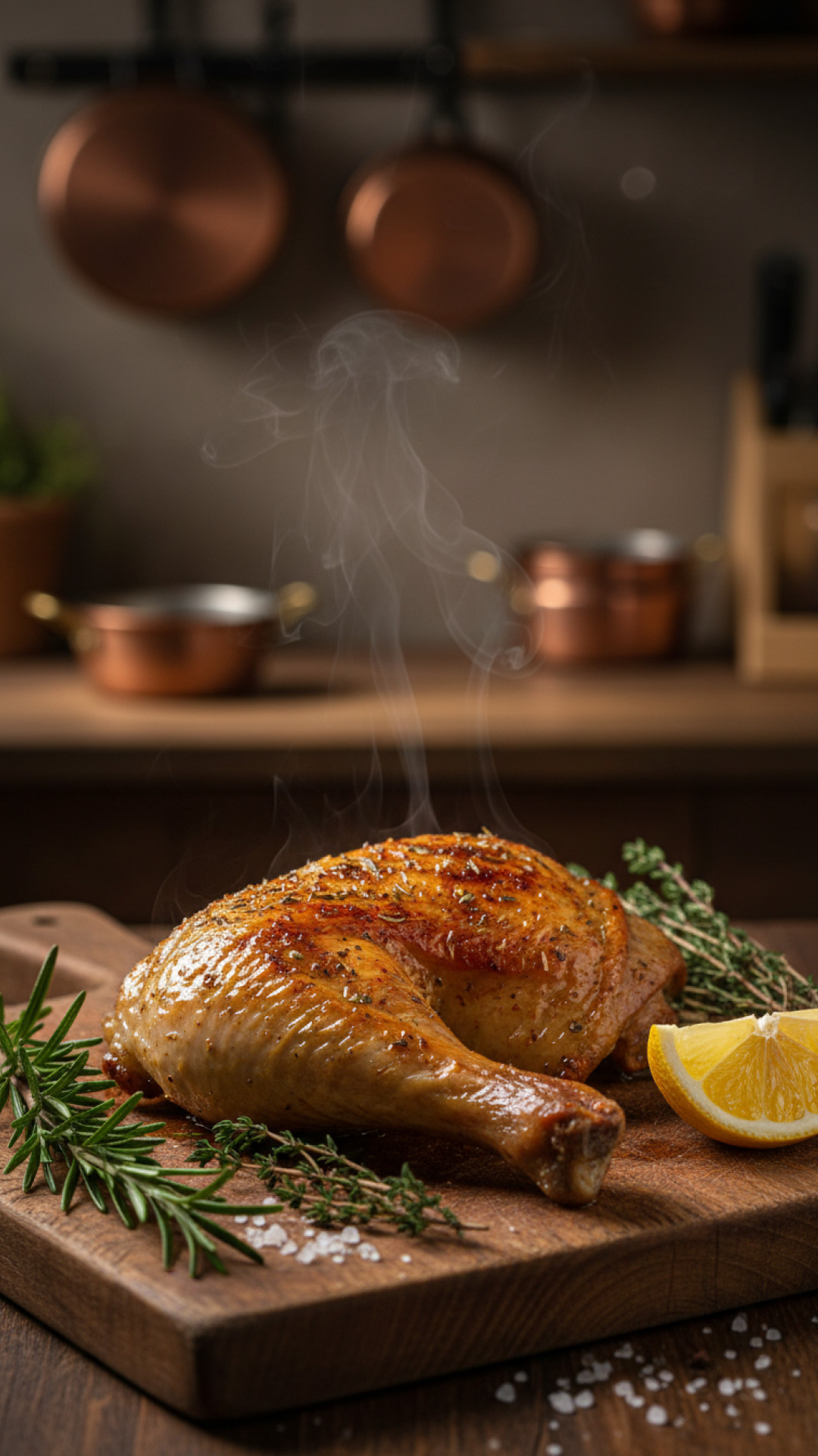 Knusprig gebratene Hähnchenschenkel mit Rosmarin und Thymian Preparation