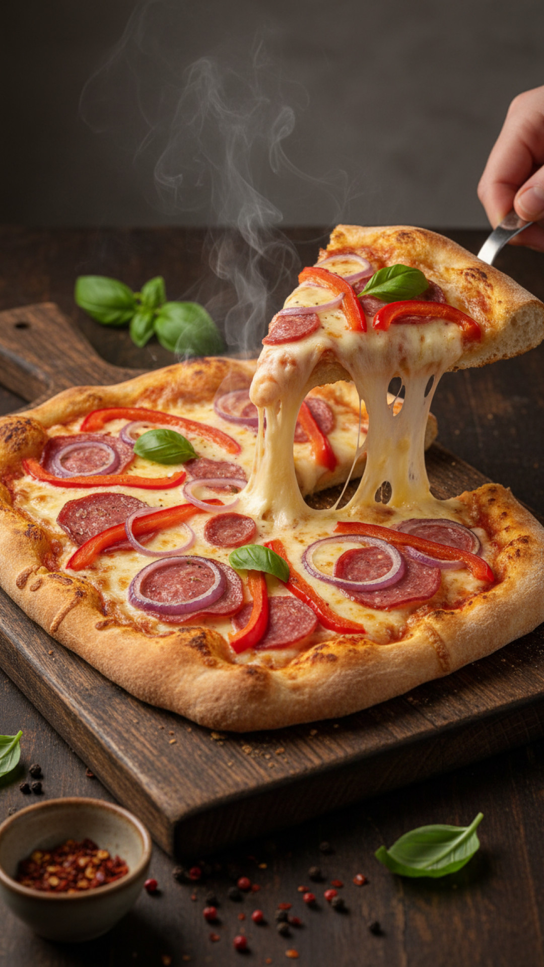 Knusprige Gemüsepizza mit selbstgemachtem Hefeteig Preparation