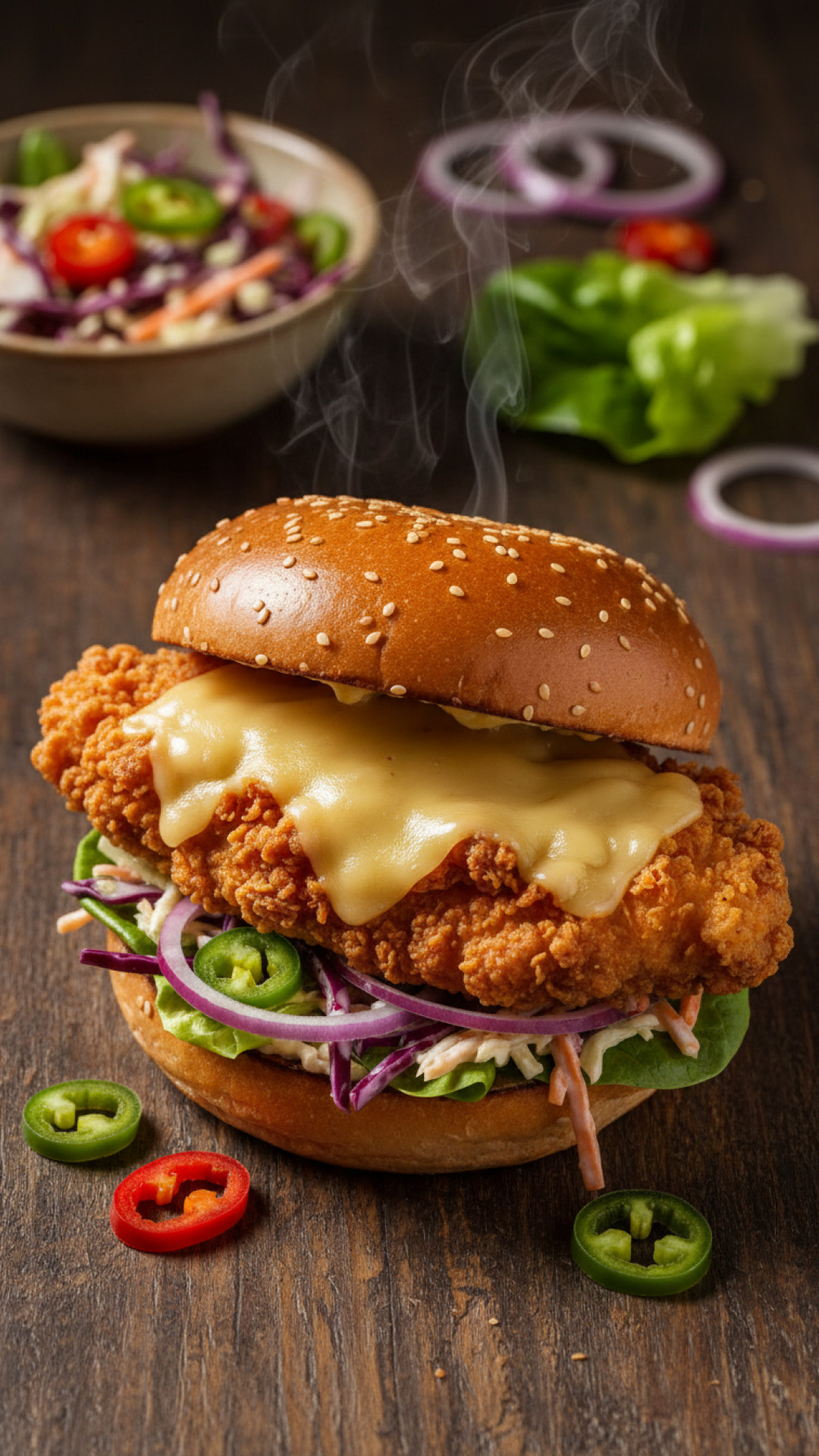 Knusprige Hähnchen Burger mit Cremigem Coleslaw Preparation