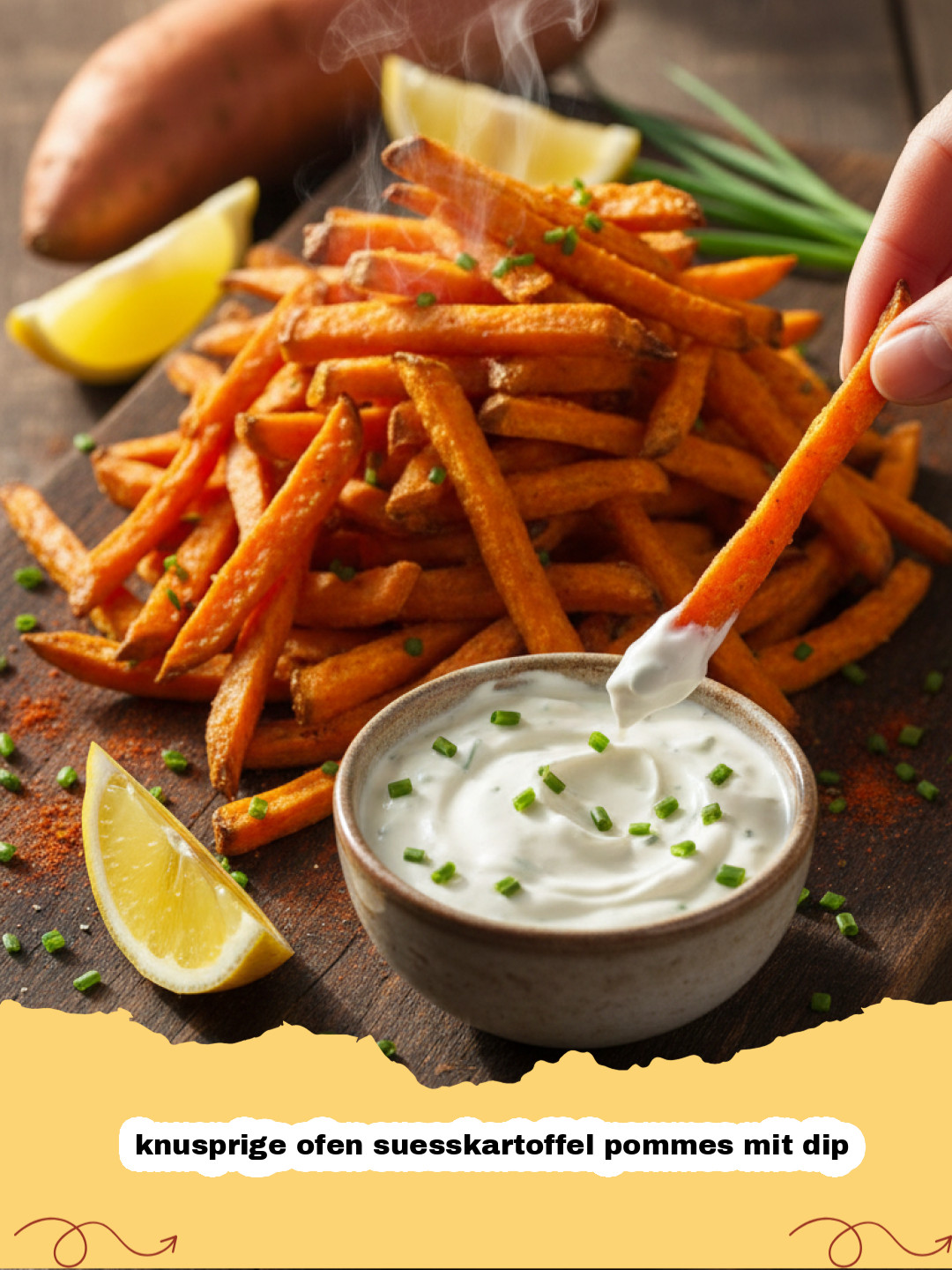 Das Geheimnis unwiderstehlich knuspriger Ofen-Süßkartoffel-Pommes mit cremigem Dip