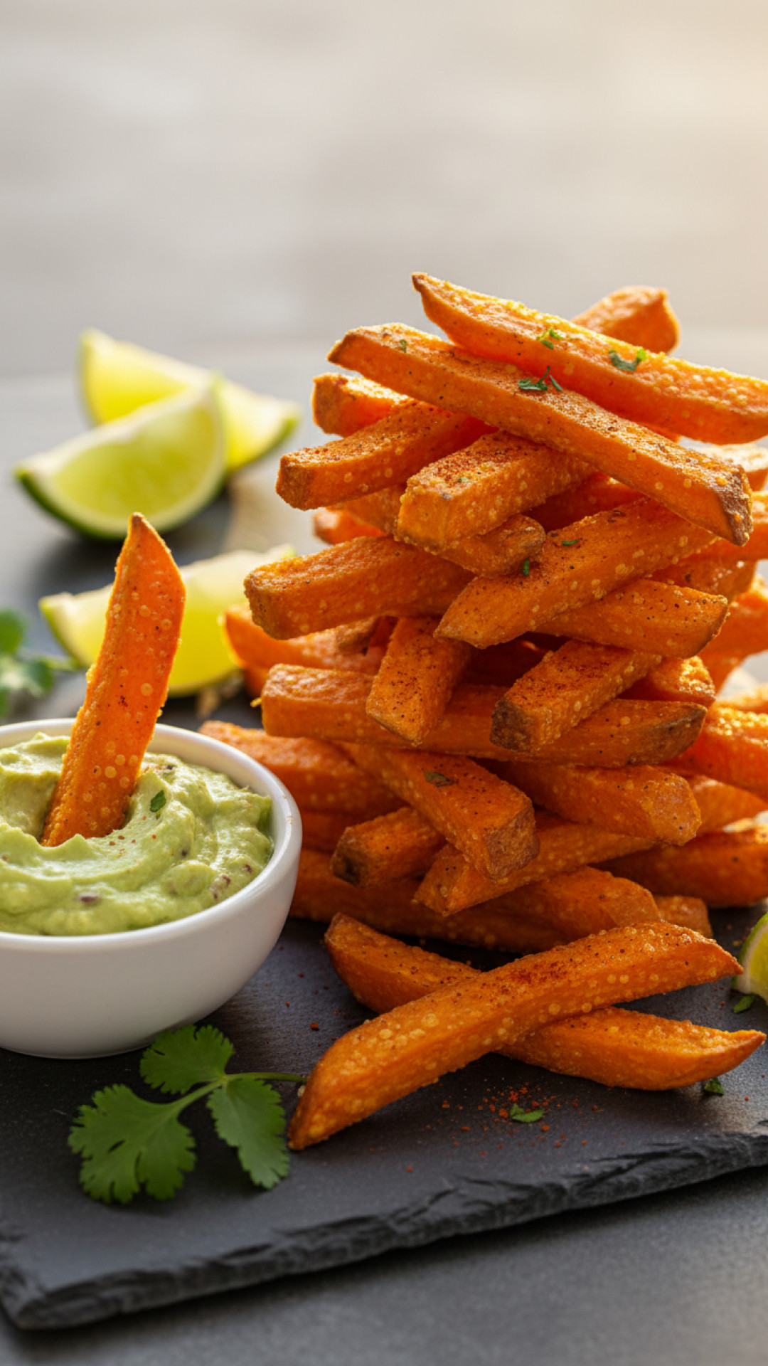 Knusprige Ofen-Süßkartoffelpommes mit Avocado-Dip Preparation