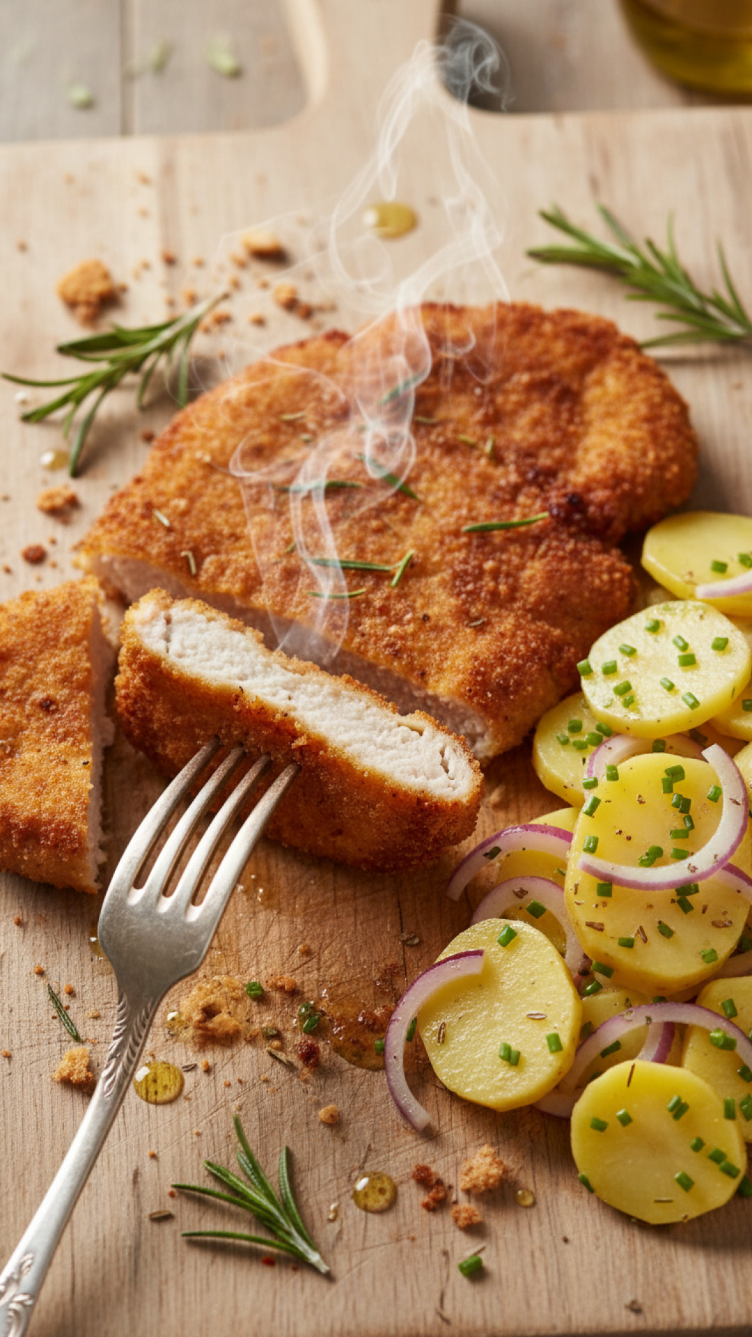 Knusprige Putenschnitzel mit Klassischem Kartoffelsalat Preparation