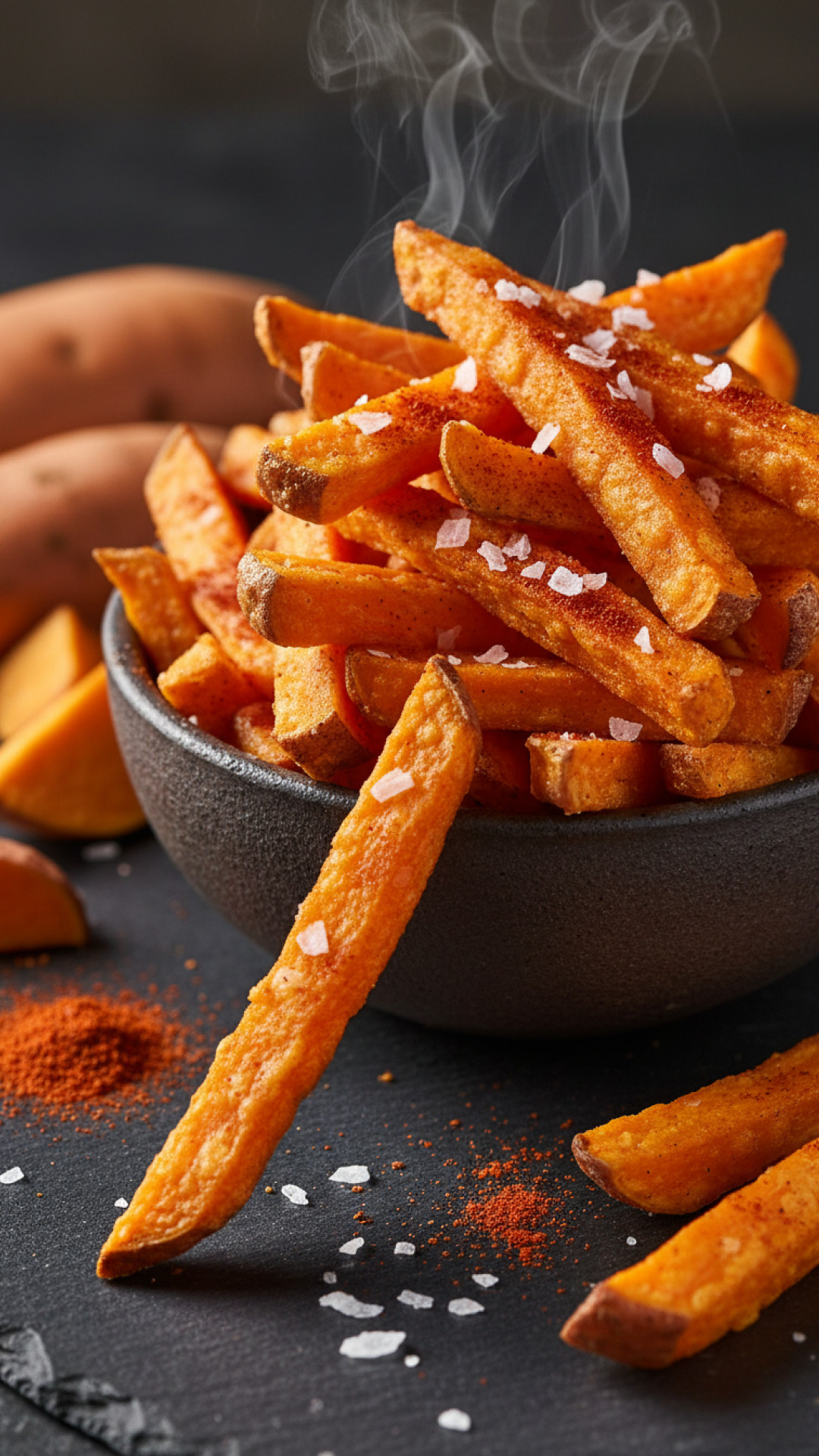 Knusprige Süßkartoffel Pommes aus dem Ofen Preparation