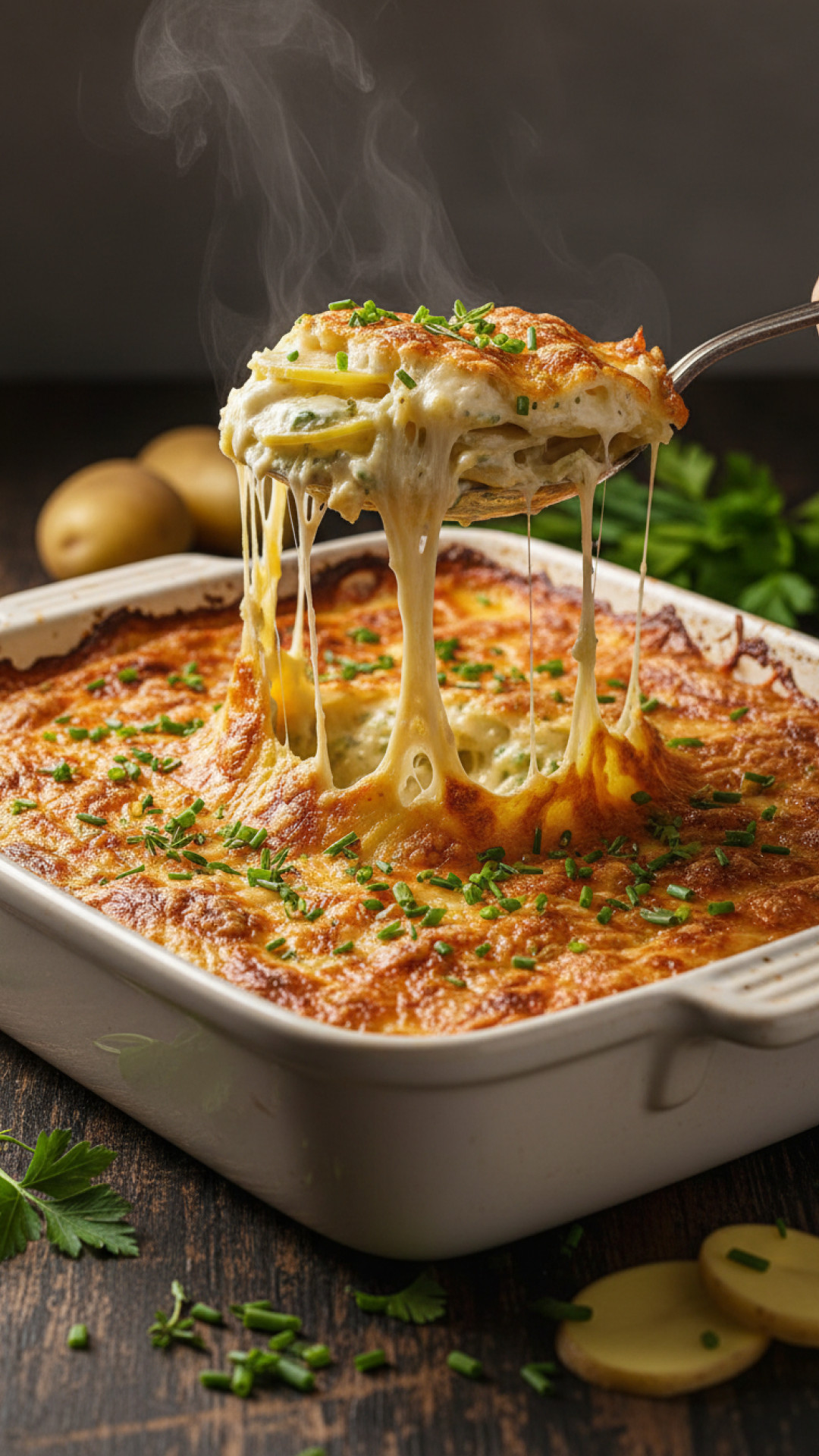 Knuspriges Käse-Kräuter-Kartoffelgratin Preparation