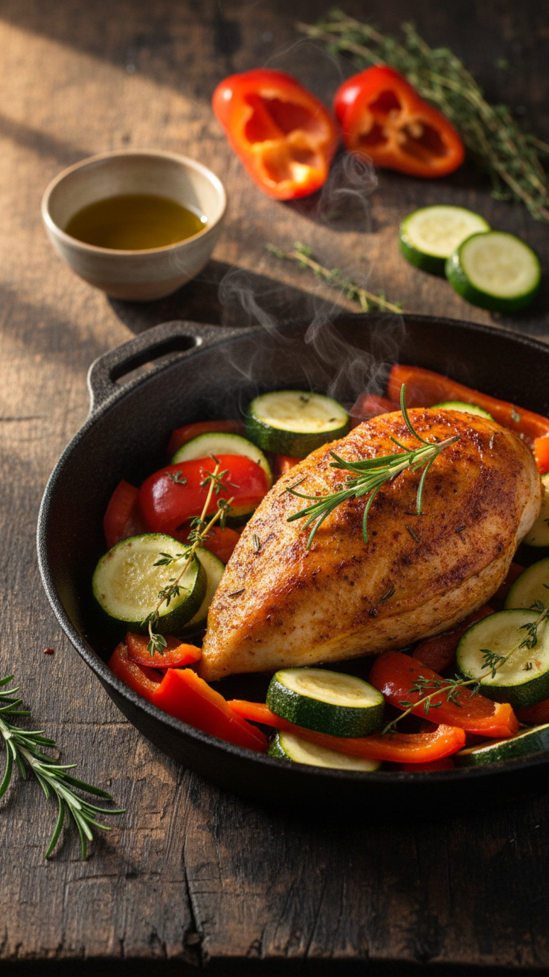 Knuspriges Ofengemüse mit Hähnchenbrust Preparation