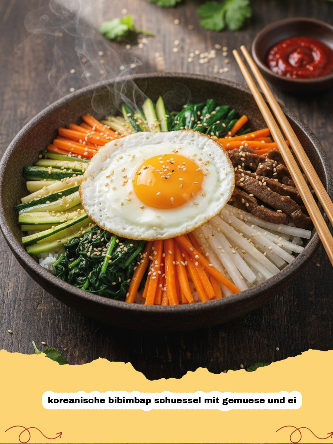 Das ultimative Rezept für eine authentische koreanische Bibimbap Schüssel mit Gemüse und Ei