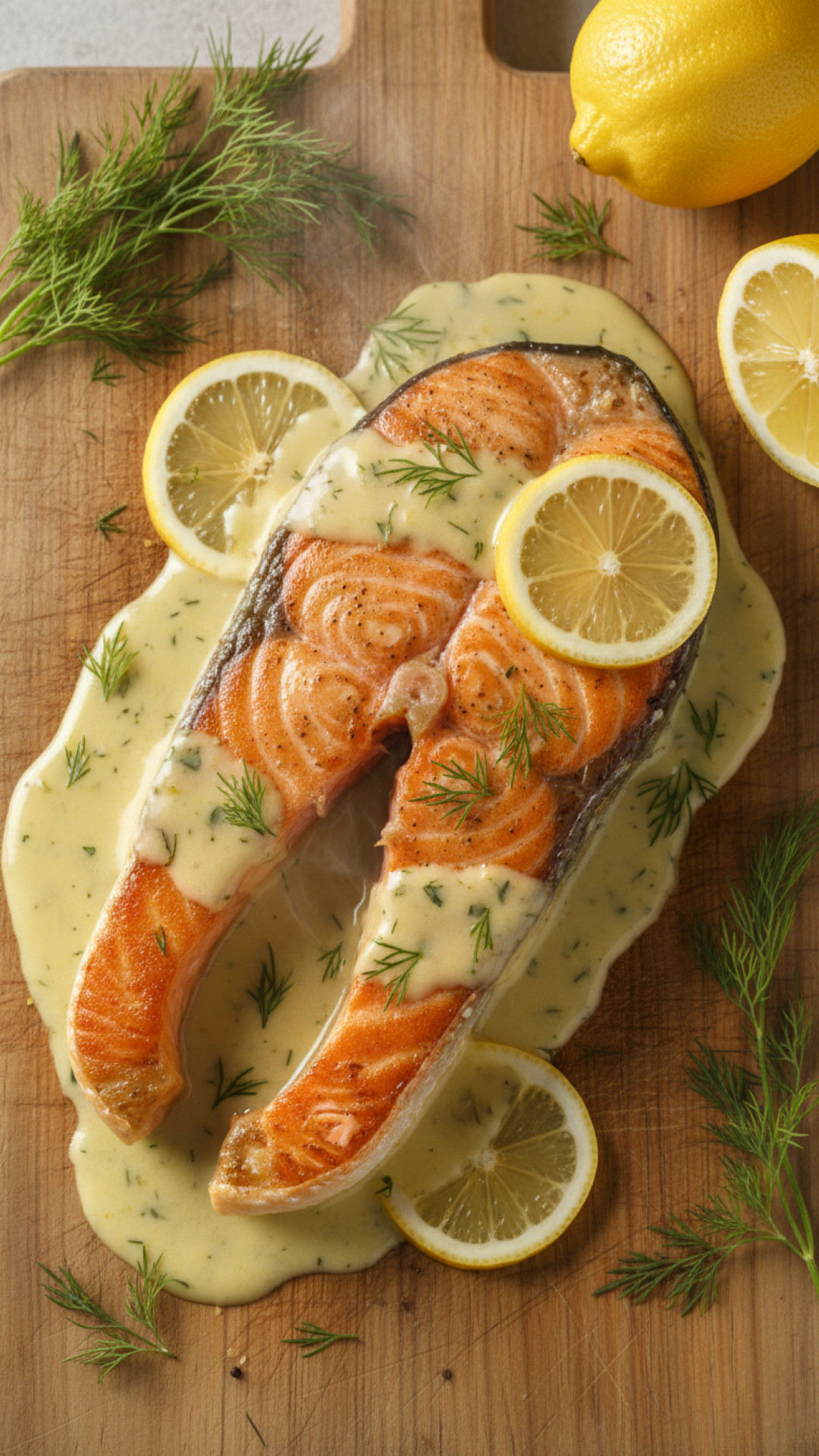 Lachsfilets in cremiger Zitronen-Dill-Sauce Preparation