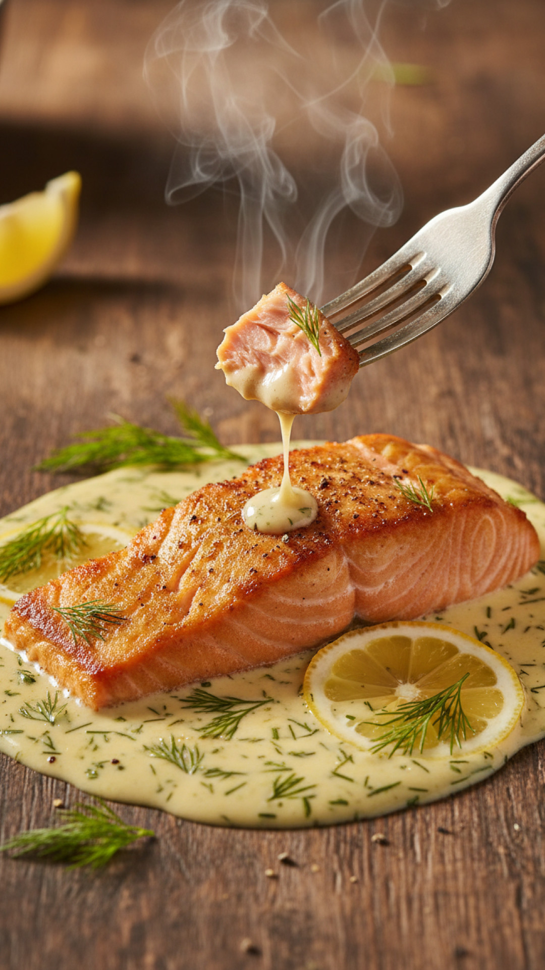 Lachsfilets in Cremiger Zitronen-Dill-Sauce Preparation