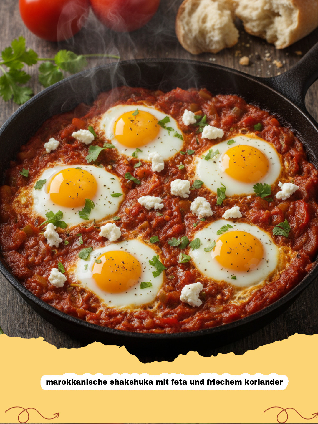 Marokkanische Shakshuka mit Feta und Frischem Koriander: Ein Frühstückstraum aus 1001 Nacht