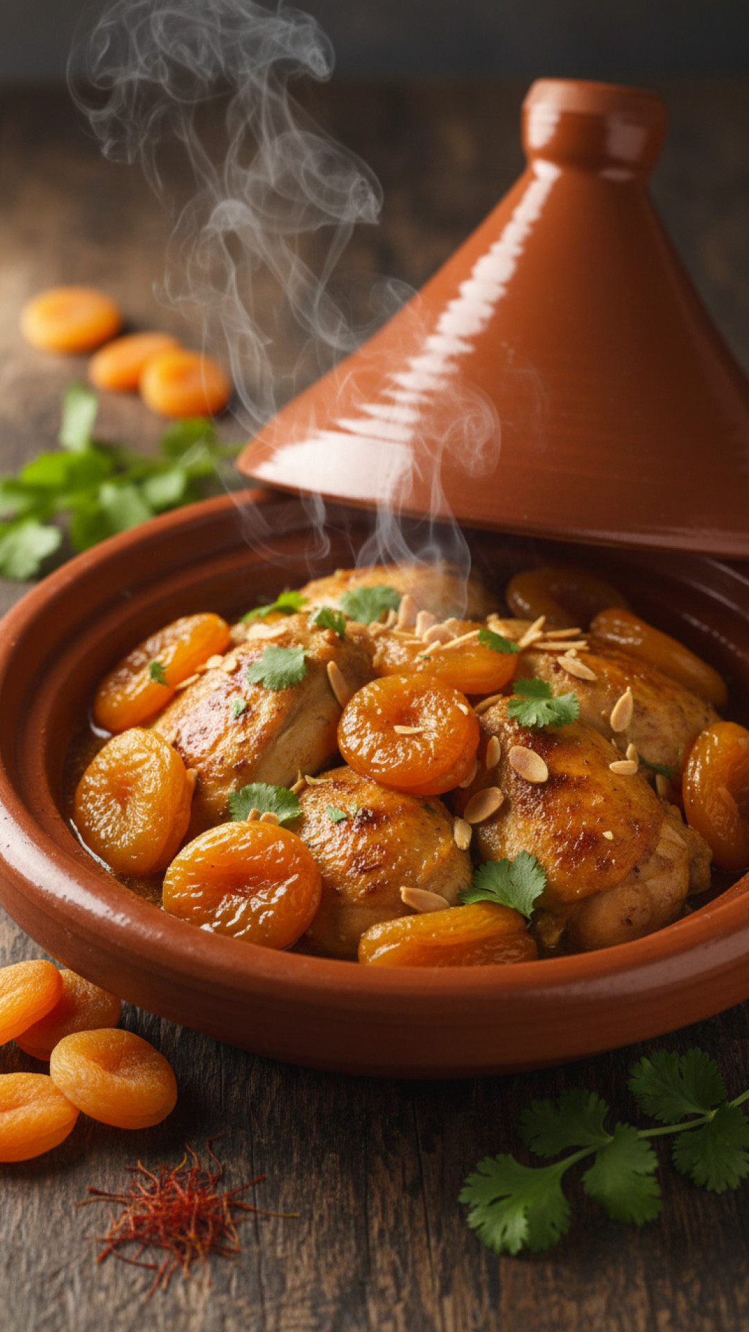 Marokkanisches Hähnchen-Tajine mit Aprikosen und Mandeln Preparation
