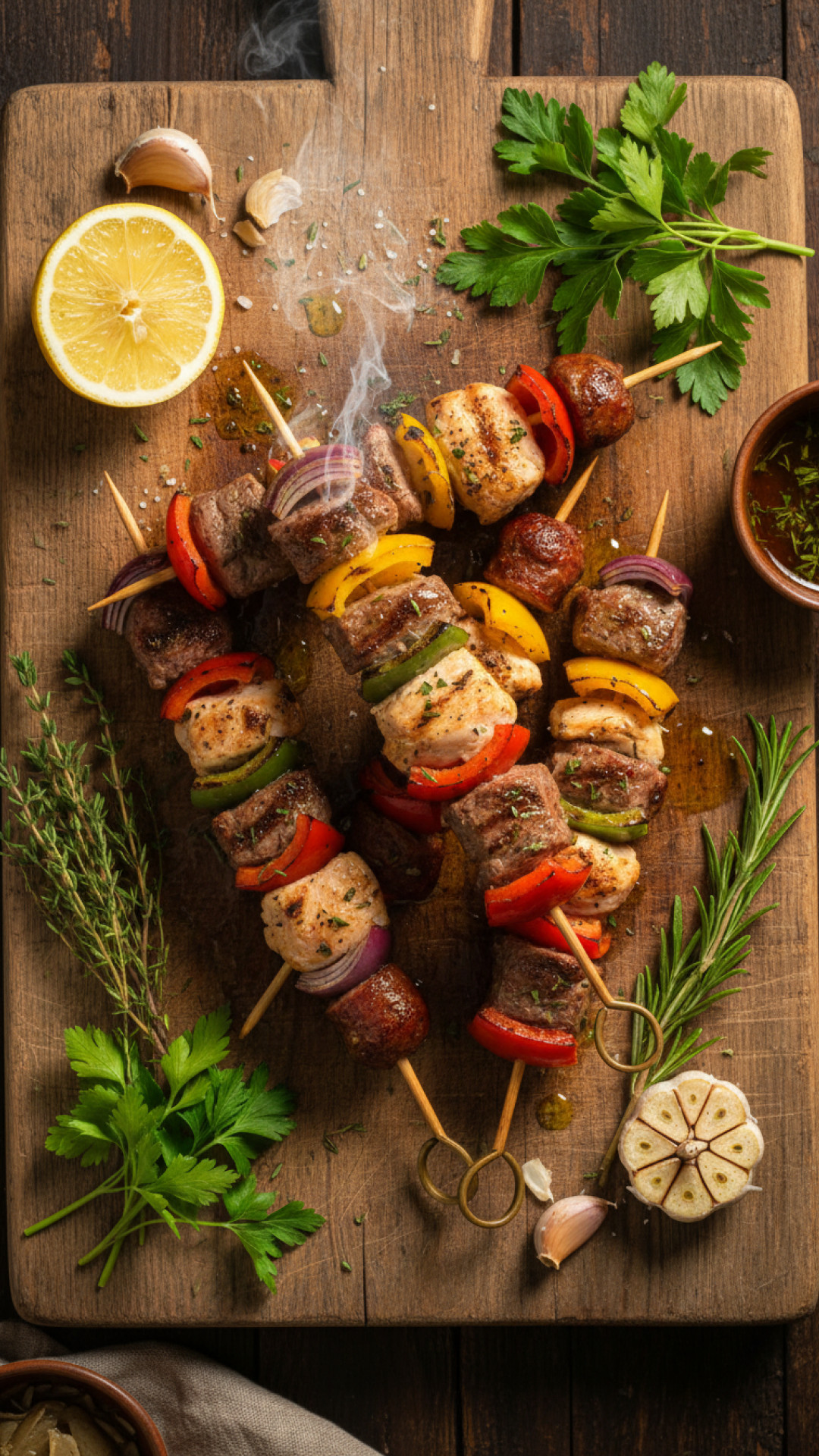 Mediterrane Hähnchen-Gemüse-Grillspieße Preparation