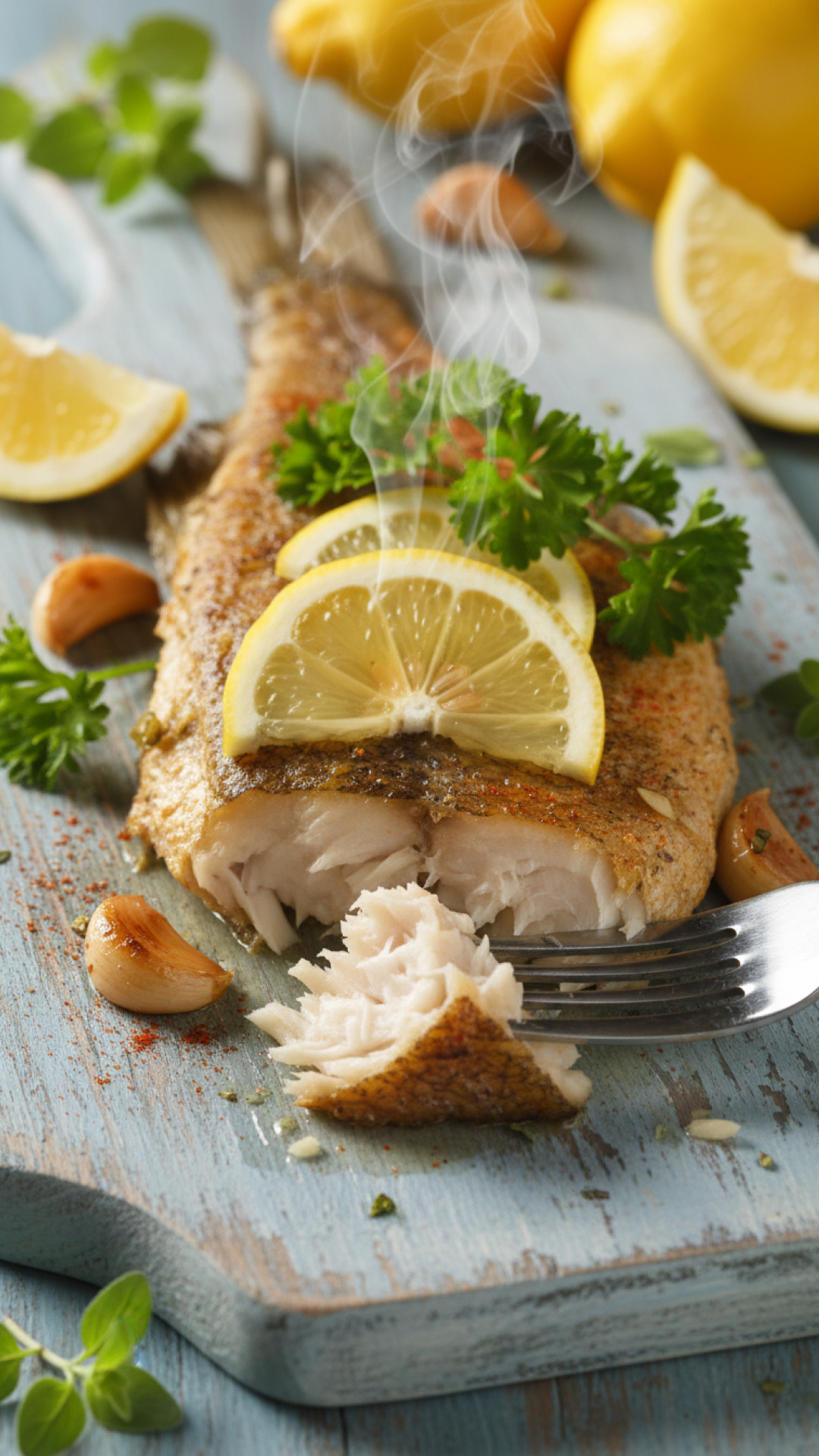Mediterrane Ofen Barschfilets mit Zitrone und Kräutern Preparation