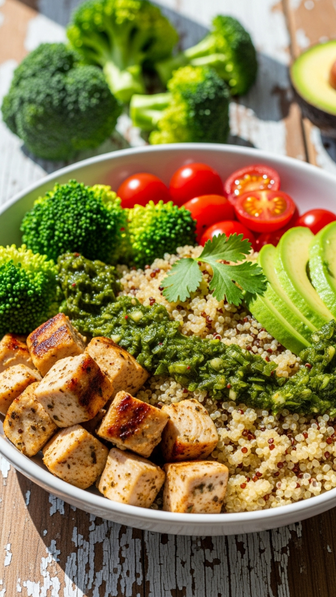 Mediterrane Protein Bowl mit Hähnchen & Tahini-Dressing Preparation
