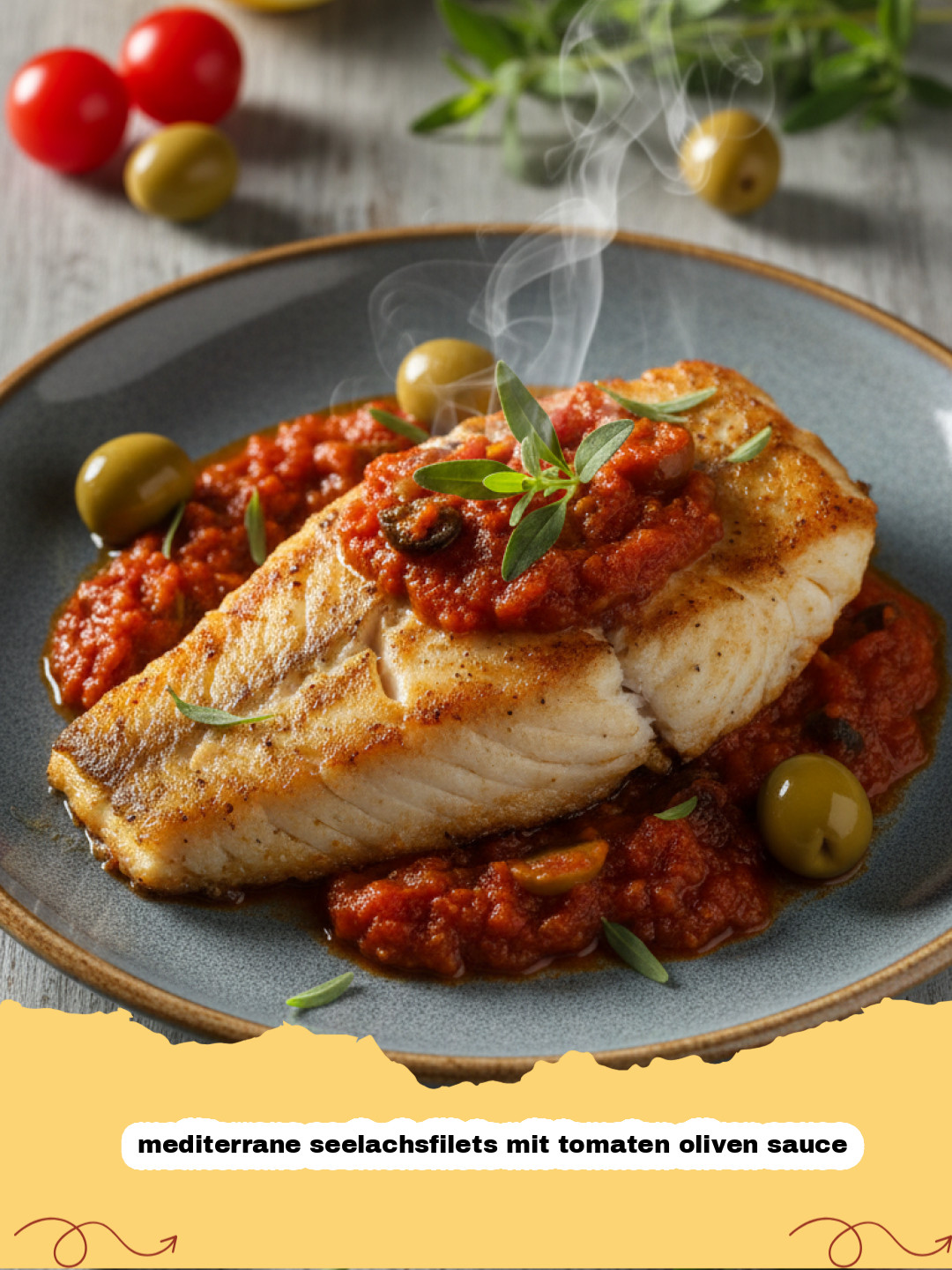 Mediterrane Seelachsfilets mit Tomaten-Oliven-Sauce: Dein einfaches Rezept für Urlaubsgefühle