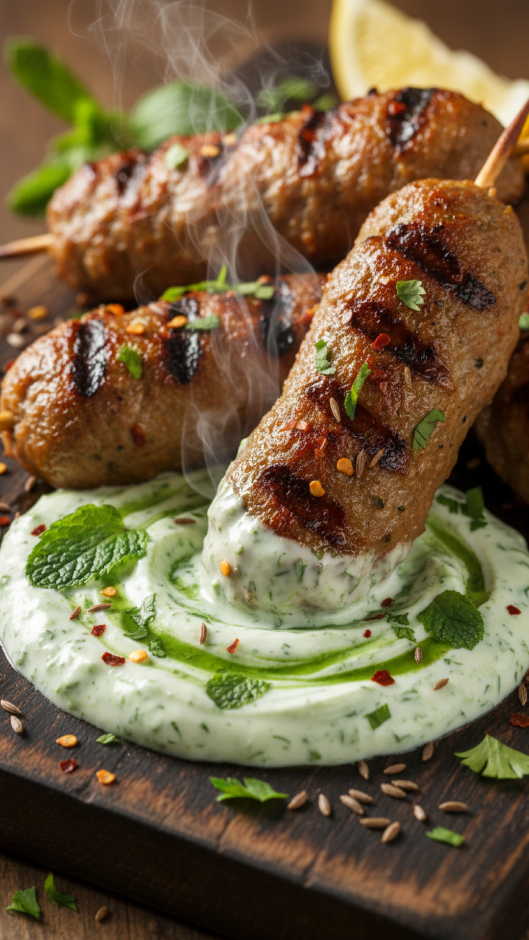Orientalische Lamm Kofta mit Joghurt-Minz-Sauce Preparation