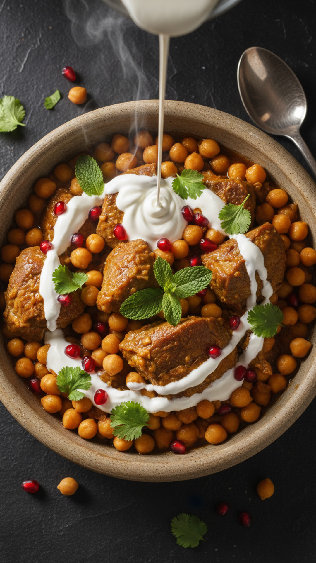 Orientalische Lammkeule mit Kichererbsen und Joghurt Preparation
