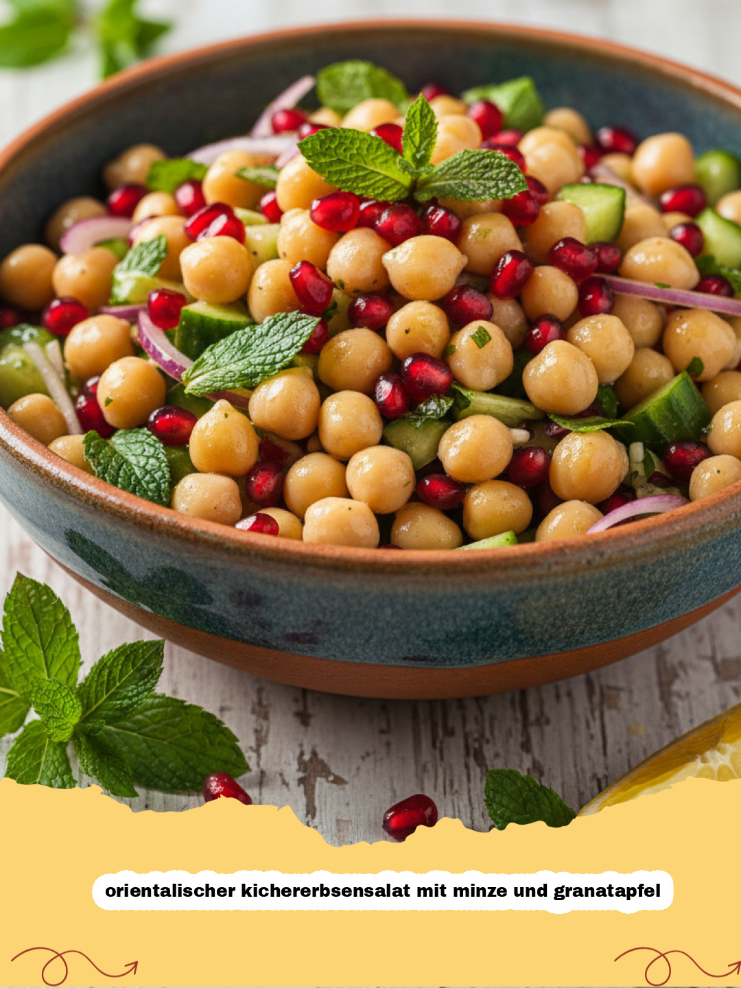 Sommerlicher Genuss: Dein einfacher Orientalischer Kichererbsensalat mit Minze und Granatapfel