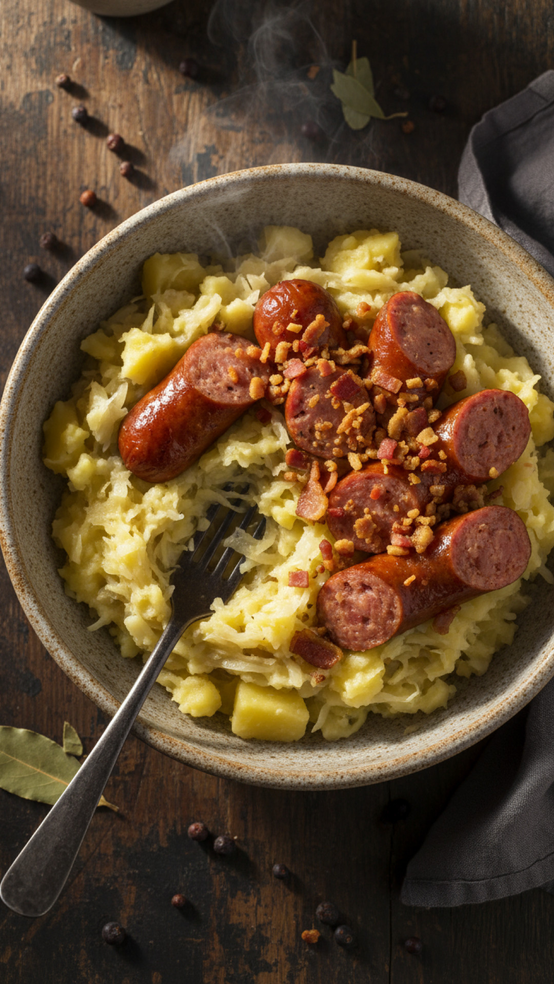 Original Holländischer Zuurkoolstamppot mit Rookworst Preparation