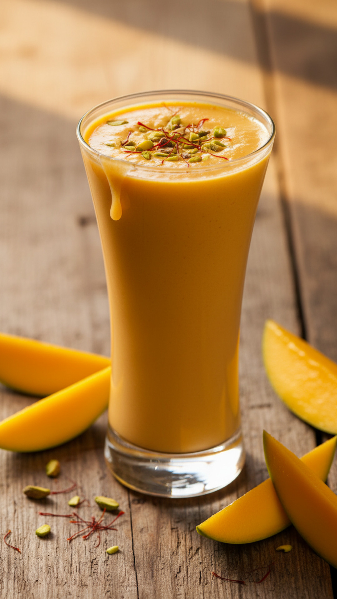 Original indischer Mango Lassi mit einer Prise Safran Preparation