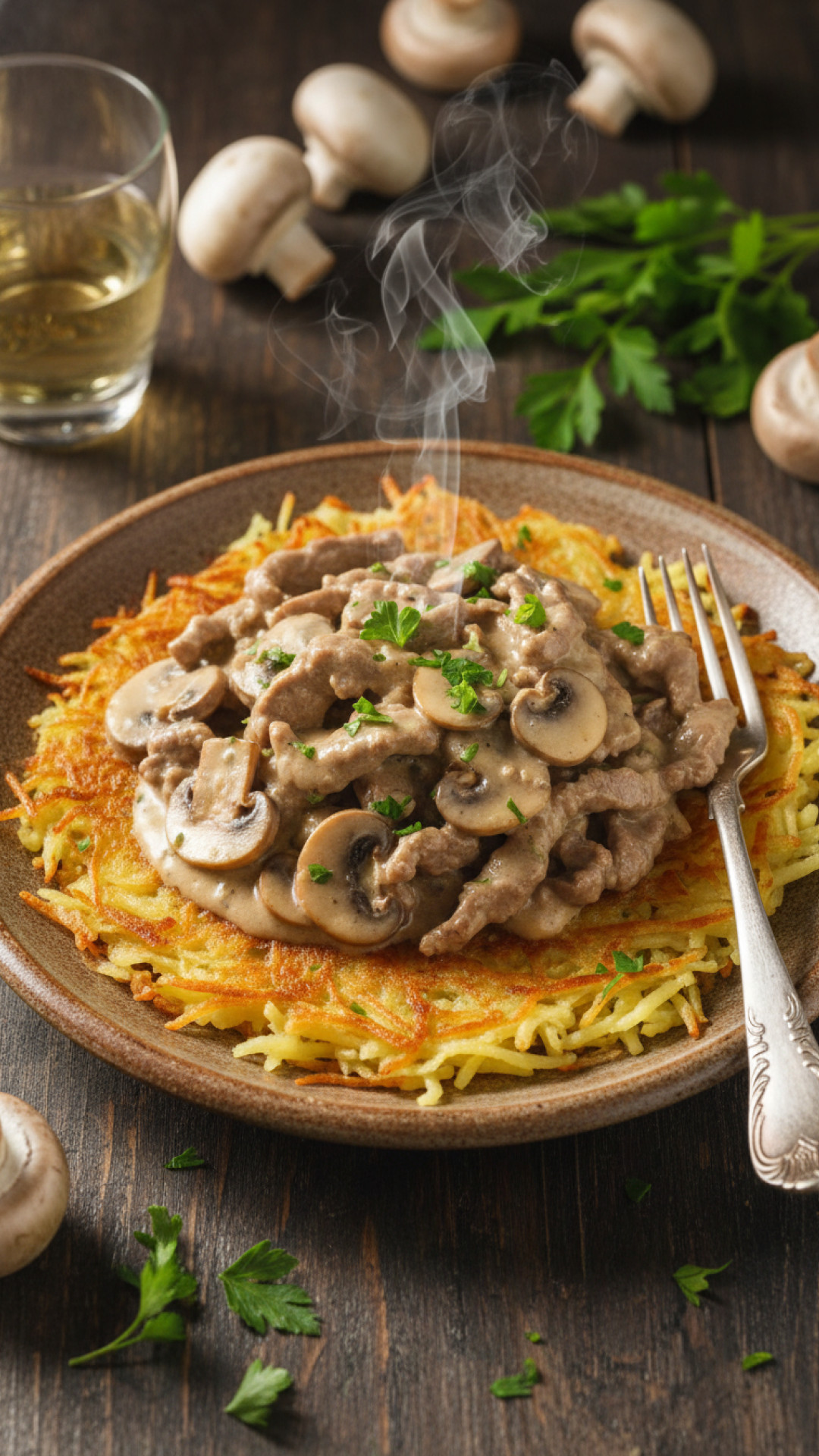 Original Zürcher Geschnetzeltes vom Kalb mit Rösti Preparation