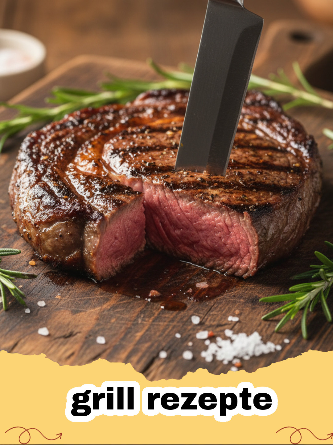 grill rezepte - Saftig gegrilltes Nackensteak mit buntem Grillgemüse auf einem Holzteller