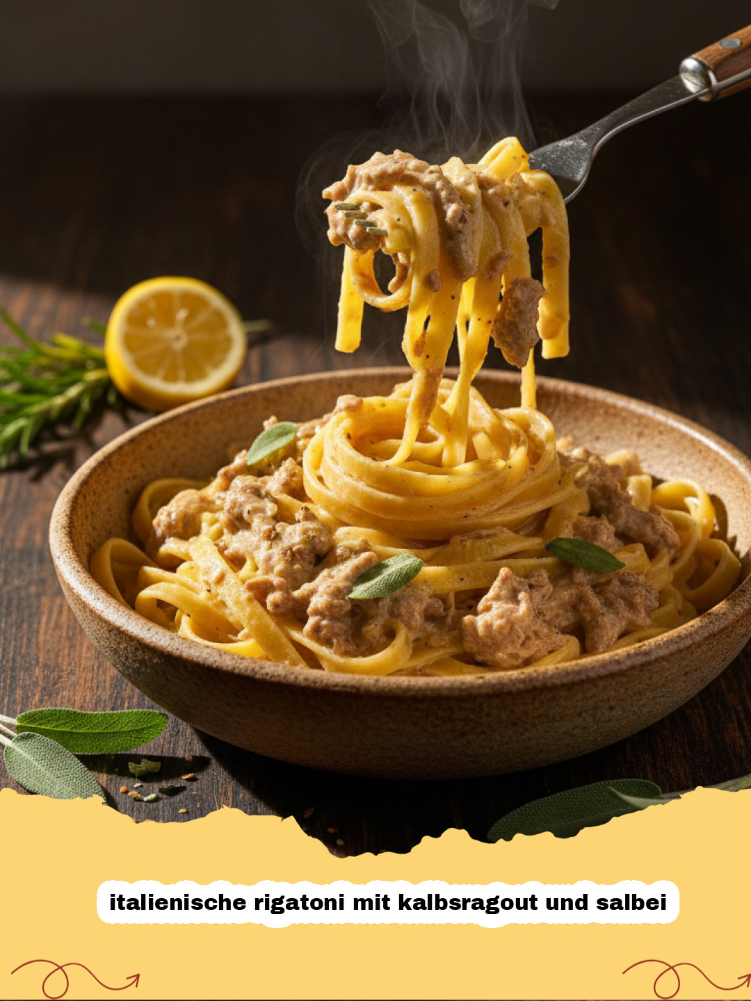 Italienische Rigatoni mit Kalbsragout und Salbei: Ein kulinarisches Gedicht